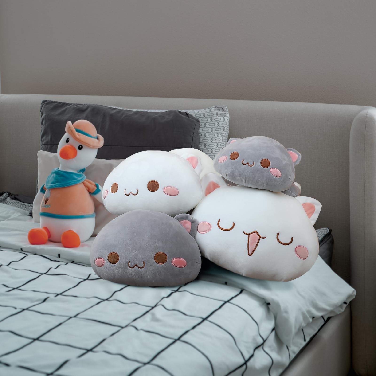 AFAN 19.6in White Kawaii Anime Cat Plush Toy - Ultra Soft Stuffed Animal Doll for Kids, Girls & Boys | Perfect for Cuddling, Birthday Gifts & Anime Decor