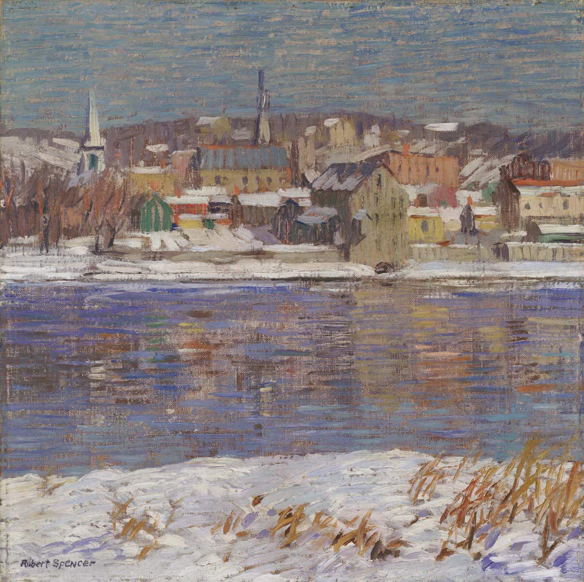 Berkin Arts Robert Spencer Giclee Print - Famous 'Across The Delaware' Painting Reproduction - Fine Art Wall Decor Poster for Living Room, Office & Gallery Display