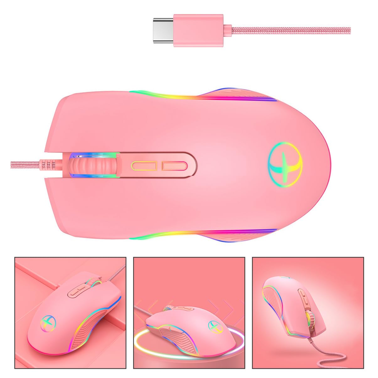 Homoyoyo RGB Gaming Mouse for Laptop & Computer - Wired USB Optical Mouse with LED Backlight for Work & Gaming - Perfect for Office, Home & Esports