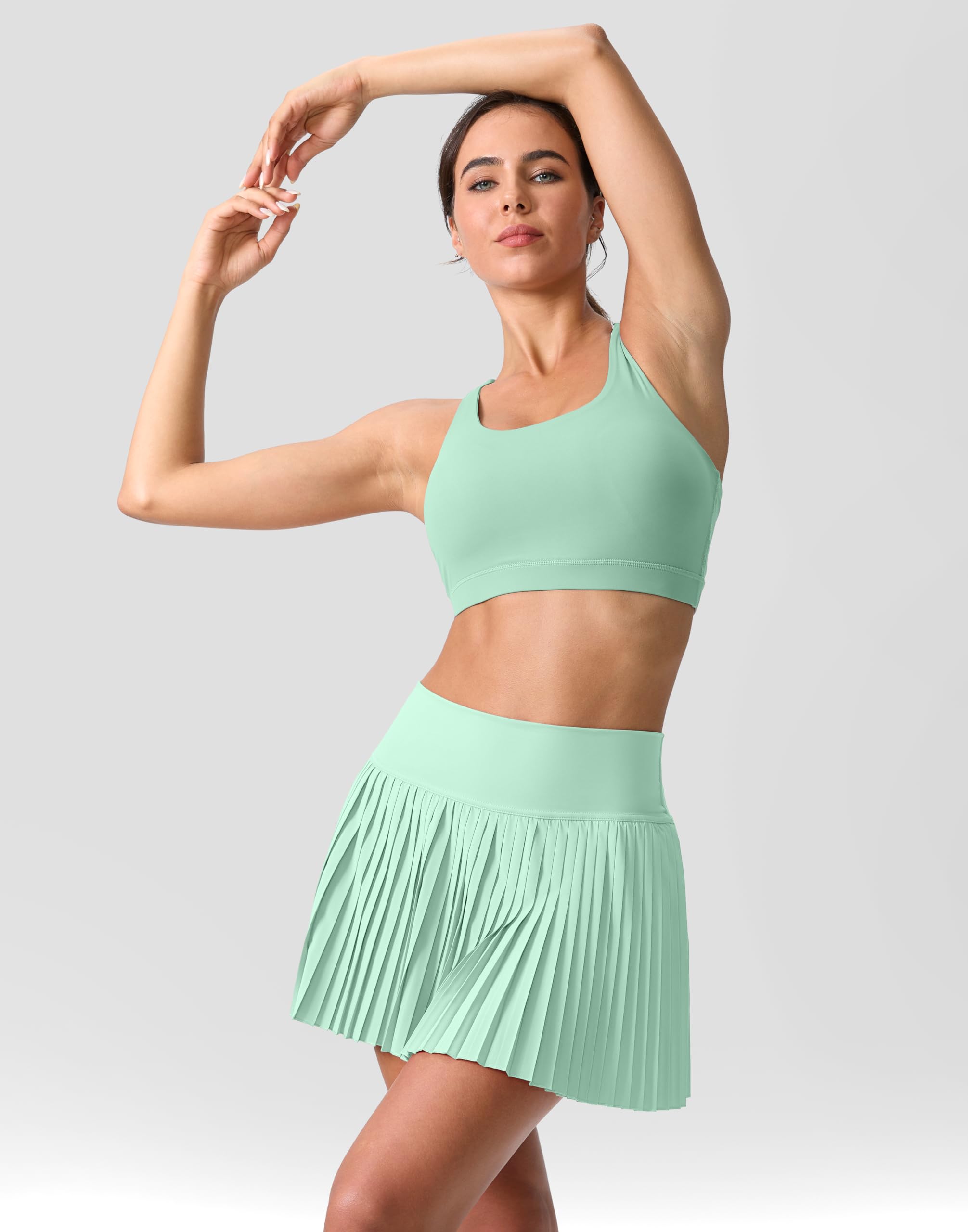 SANTINY Women's Pleated Tennis Skirt with Pockets - High Waisted Athletic Skort for Golf, Running & Workout - Lightweight Sports Skirt for Women