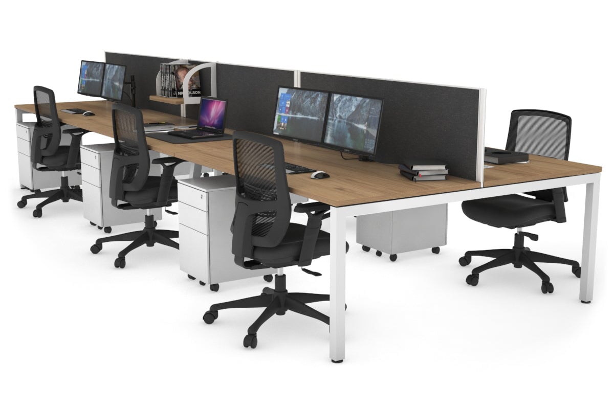 Quadro Square Legs 6-Person Office Workstation - 1800L x 800W with Cable Management - Ideal for Collaborative Workspaces & Open Office Environments