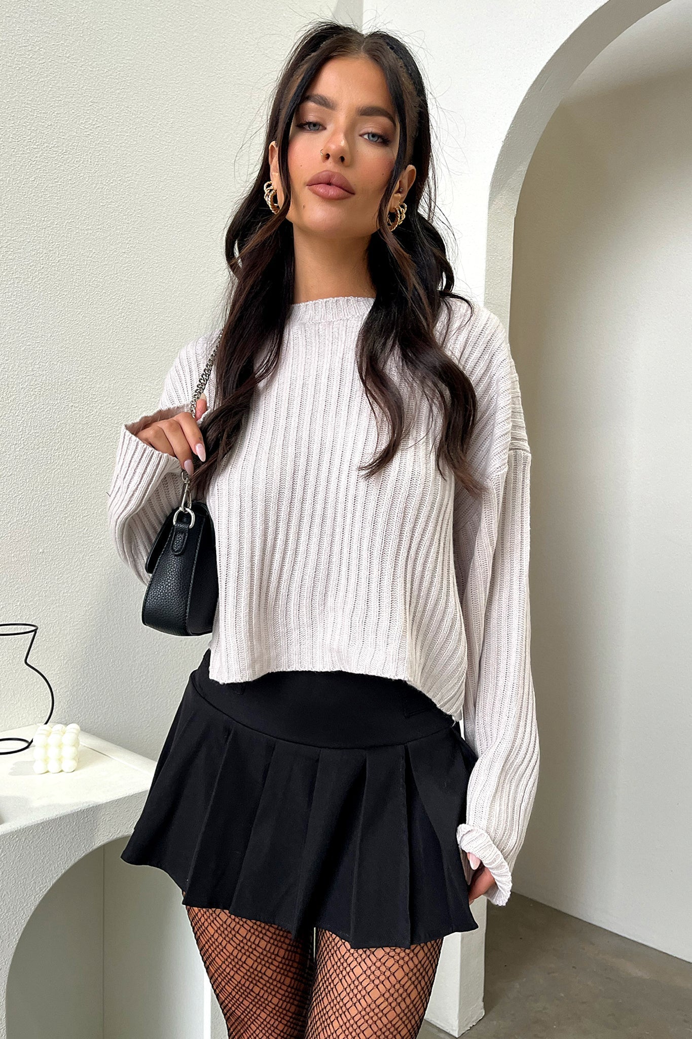 Mina Knit Sweater Women's Grey Casual Pullover for Fall & Winter | Cozy & Stylish for Office, Travel & Daily Wear
