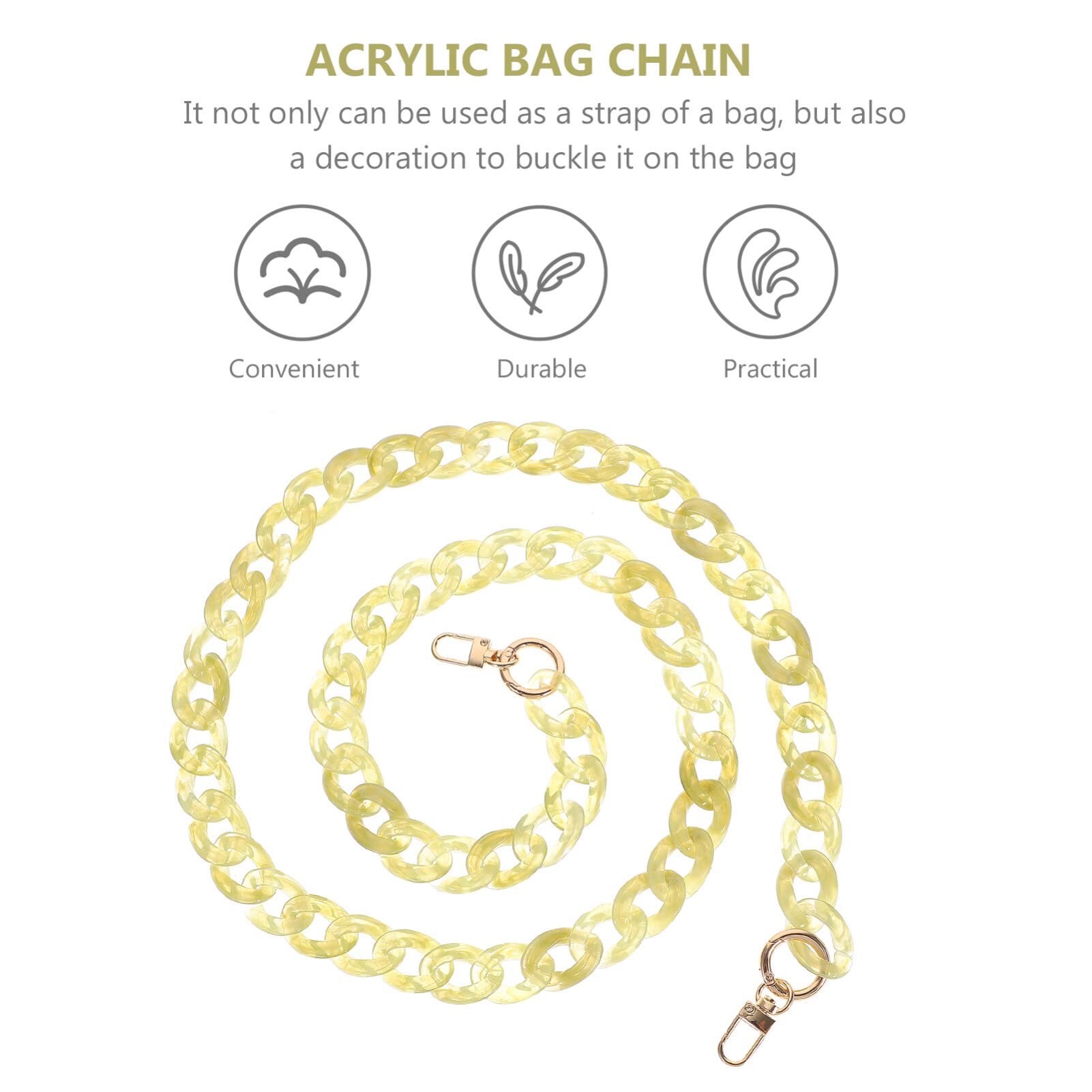 Amosfun Green DIY Acrylic Purse Handle Strap - 100cm Replacement Handbag Chain for Crossbody Bags | Women's Fashion Accessories & Decorative Charms | Perfect for Everyday Use, Parties and Gift Giving