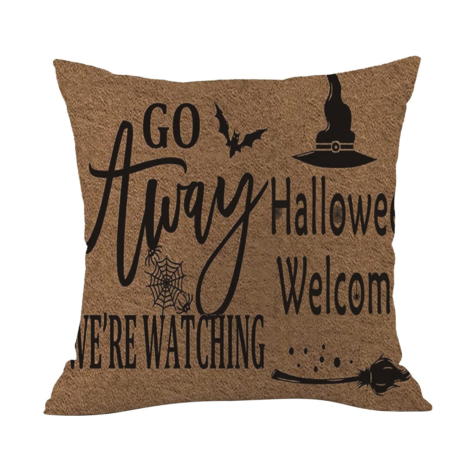 Halloween Pillow Cover - Witch & Pumpkin Grim Face Design for Sofa, Couch, Home Decor - Spooky Throw Pillow Case for Halloween Party, Living Room, Bedroom Decor