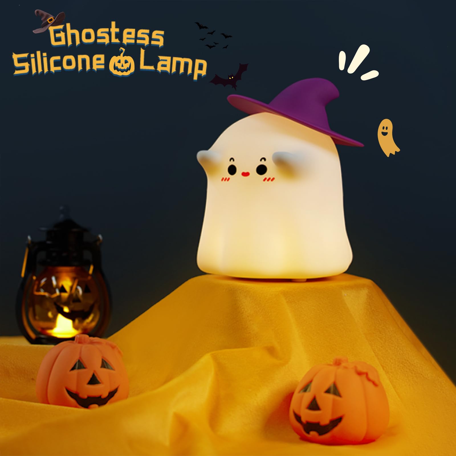 Rechargeable Ghost Night Light for Kids - 3-Level Dimmable Silicone Baby Nightlight, Magician Lamp Nursery Decor | Perfect as Christmas Gifts, Toddler Room Lighting & Holiday Cool Gadgets for Bedrooms, Baby Showers & Birthday Presents