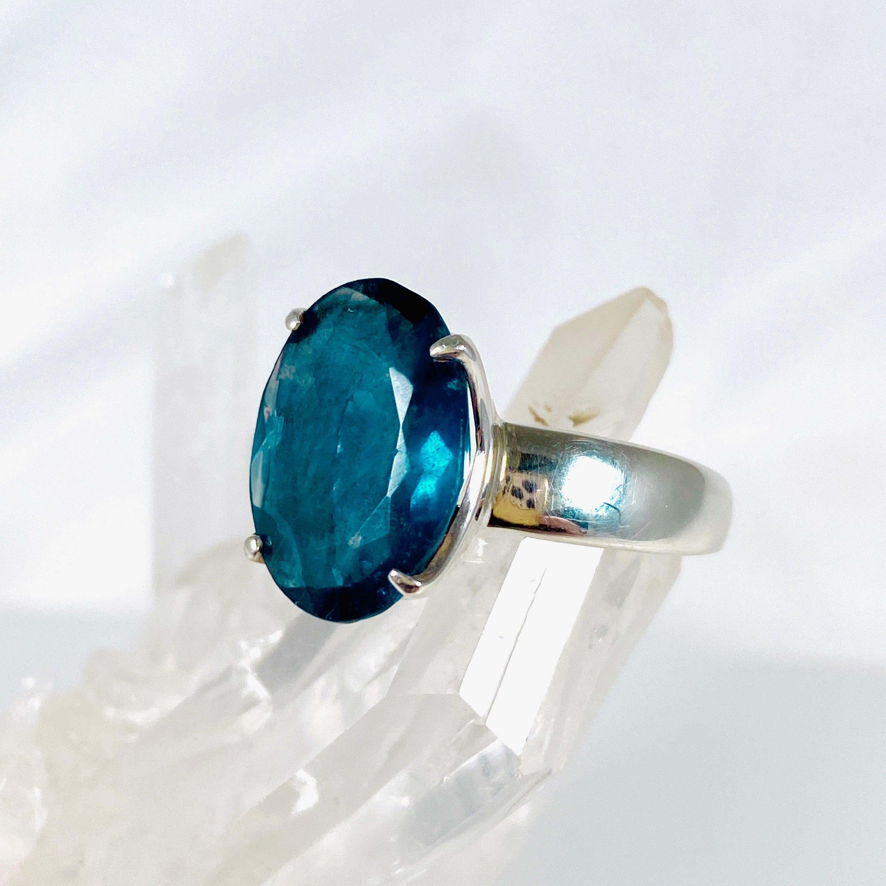 Fluorite Oval Faceted Ring - Size 8.5 - PRGJ302 - Elegant Gemstone Jewelry for Women, Perfect for Weddings, Parties & Everyday Wear