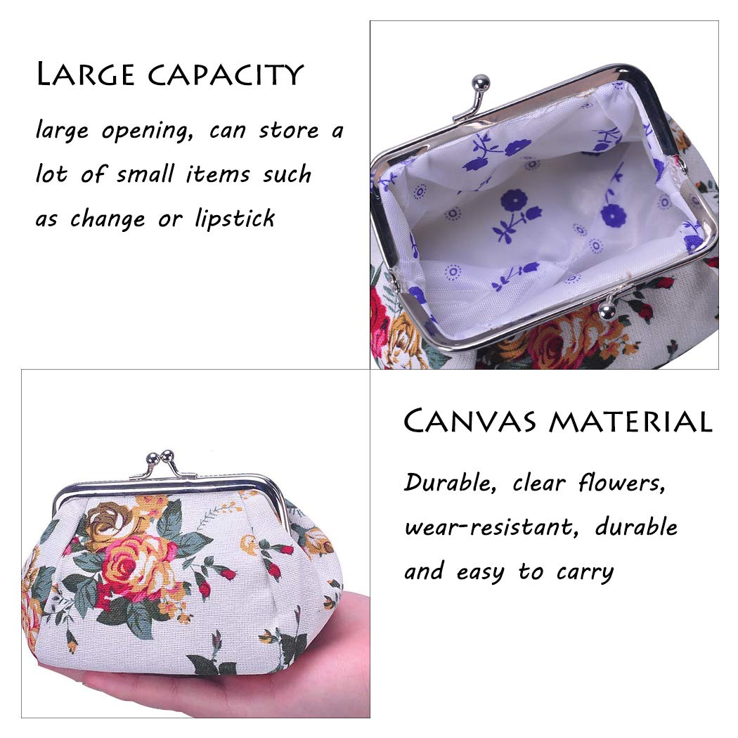 iSuperb Large Capacity Canvas Coin Purse Wallet with Clasp Closure - Credit Card Holder & Key Organizer for Women | Travel Essentials, Everyday Use, Gift Idea