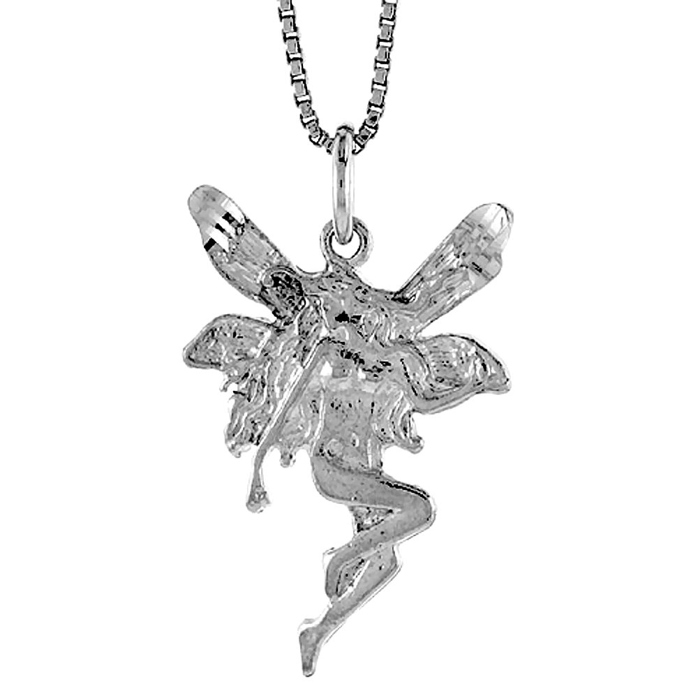 1 1/16 Inch Sterling Silver Fairy Pendant Necklace - Elegant Jewelry Gift for Women, Perfect for Birthday, Anniversary & Special Occasions
