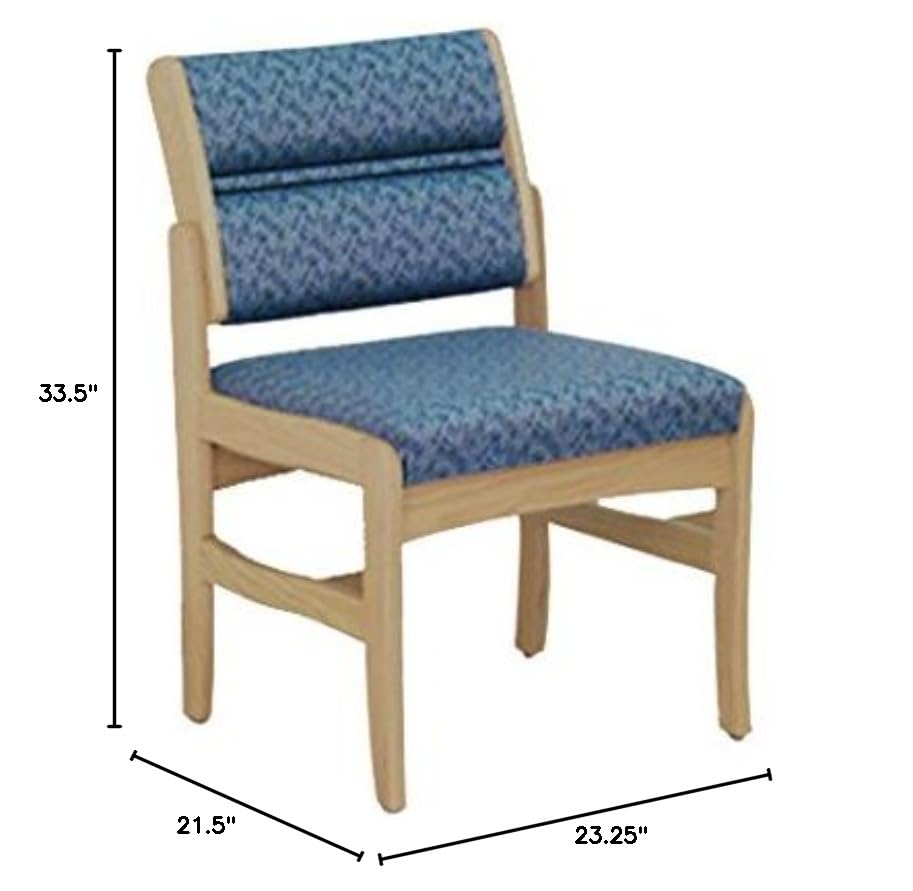 Wooden Mallet DW4-1 Valley Armless Guest Chair - Medium Oak Finish with Arch Wine Design - Perfect for Dining Room, Living Room, and Office Waiting Area