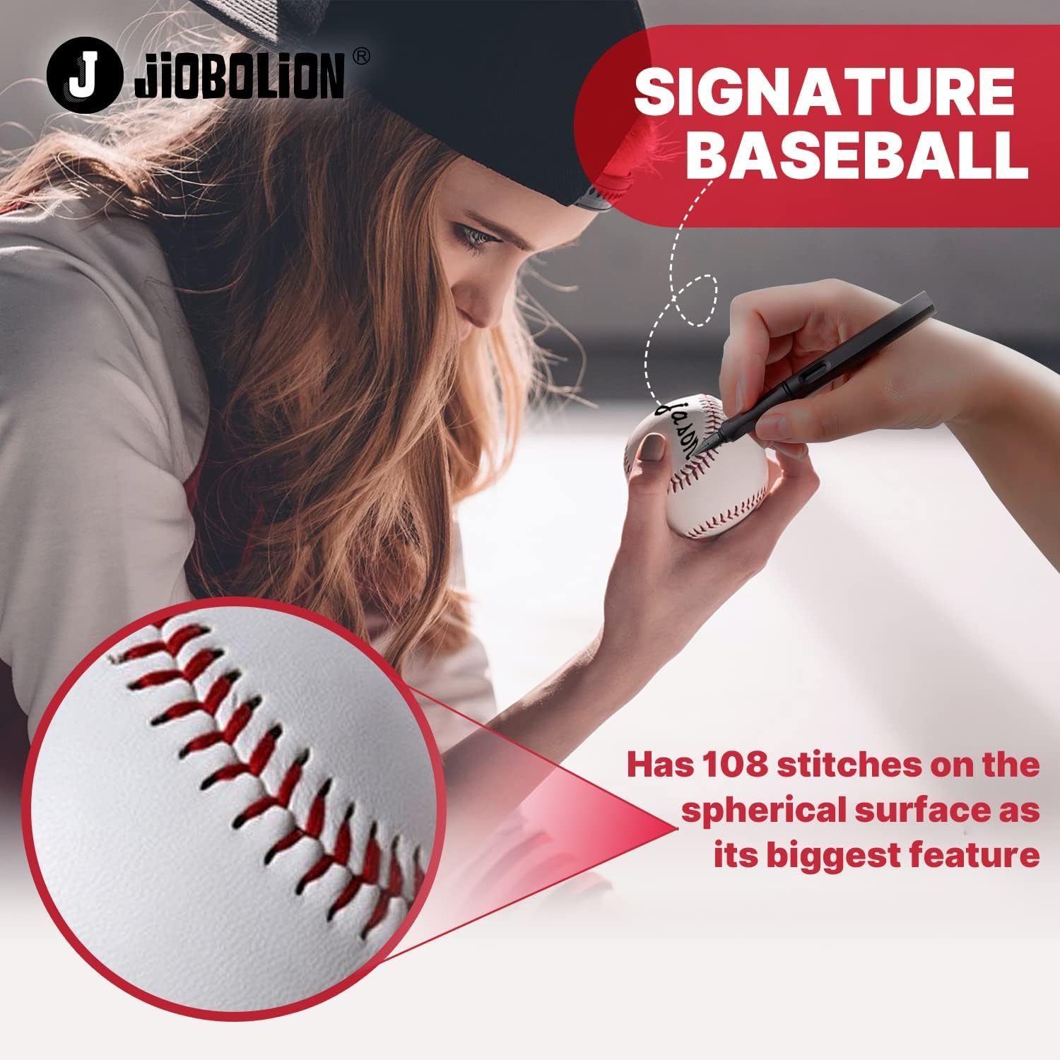 JIOBOLION Leather Baseballs - Official League Size & Weight for Practice, Training, and Games - Pack of 6 Professional Adult Baseballs for Baseball Players, Coaches, and Teams - Perfect for Warmups, Pitching Practice, and Fielding Drills