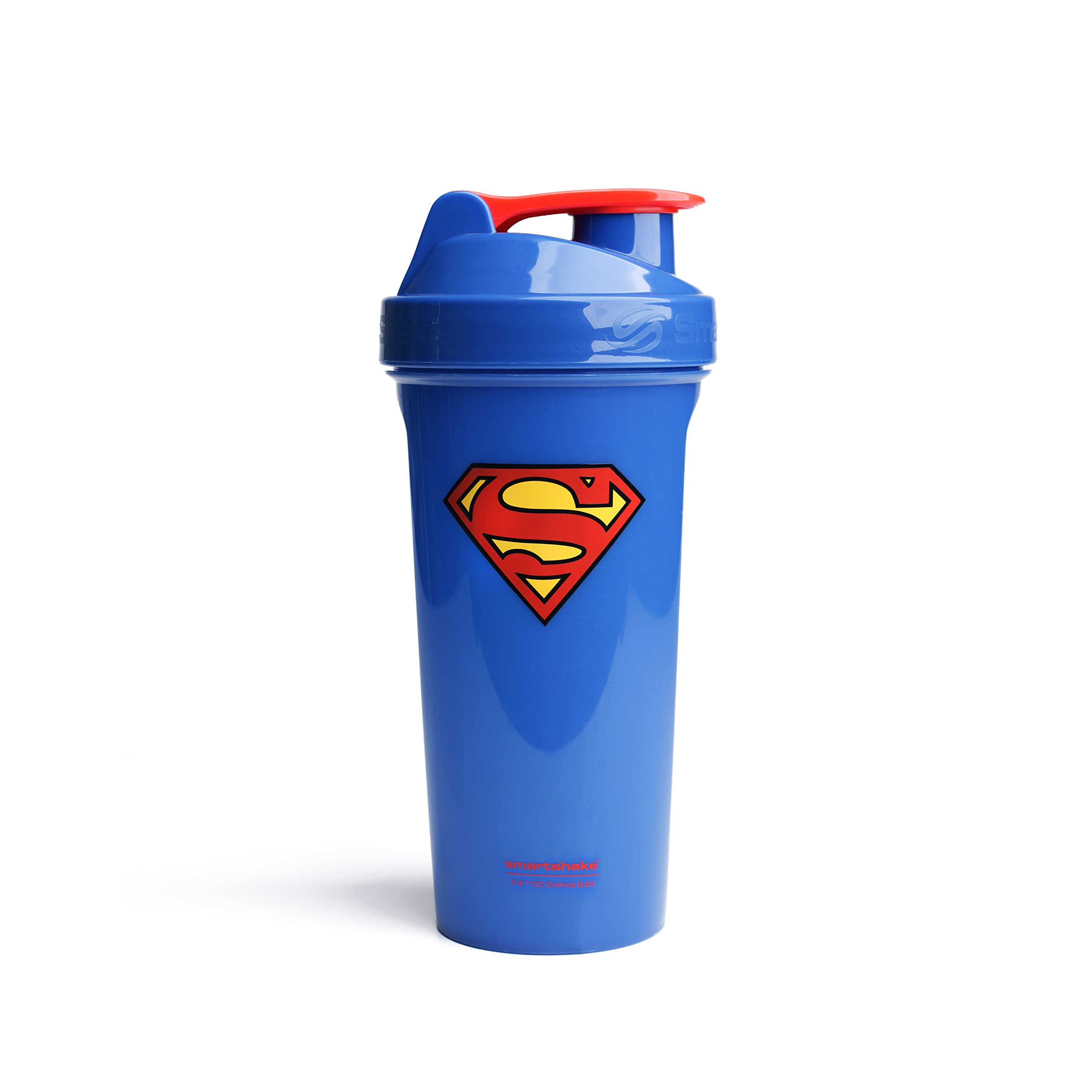 Smartshake Lite Justice League Superman Protein Shaker Bottle 800ml - BPA Free Leakproof Gym Water Bottle for Protein Powder & Workout Drinks | DC Comics Superman Gifts for Men | Perfect for Gym, Fitness Training & Superhero Fans