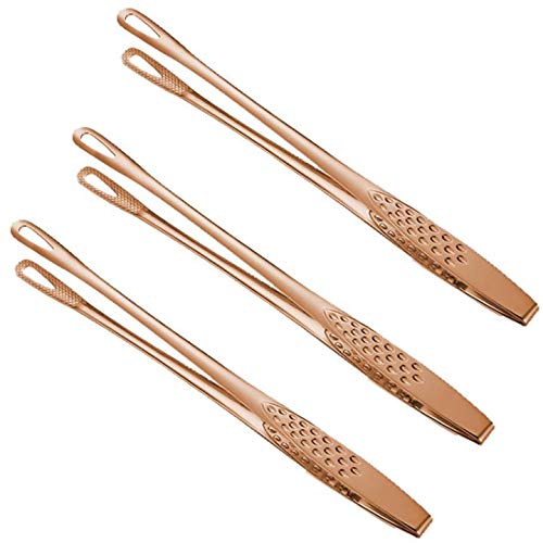 Premium Rose Gold Stainless Steel Food Tongs - Kitchen Cooking Utensil for Baking, Pastry, BBQ & Serving - Ideal for Restaurants, Catering & Home Use