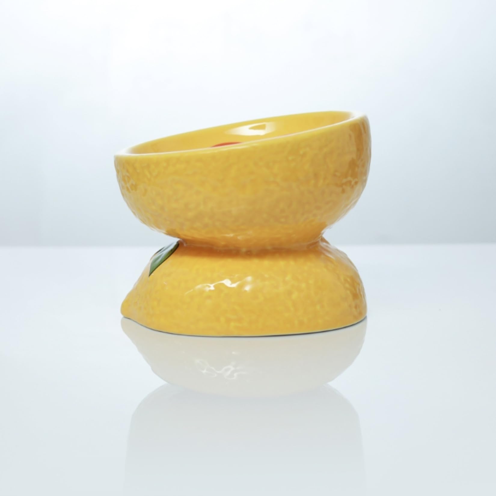 Elevated Cat Bowl - Ceramic Tilted Cat Food Dish for Indoor Cats & Small Dogs | Whisker-Friendly Shallow Wide Bowl for Adult Cats & Medium Pets | Perfect for Home, Kitchen & Pet Feeding Station (Yellow)