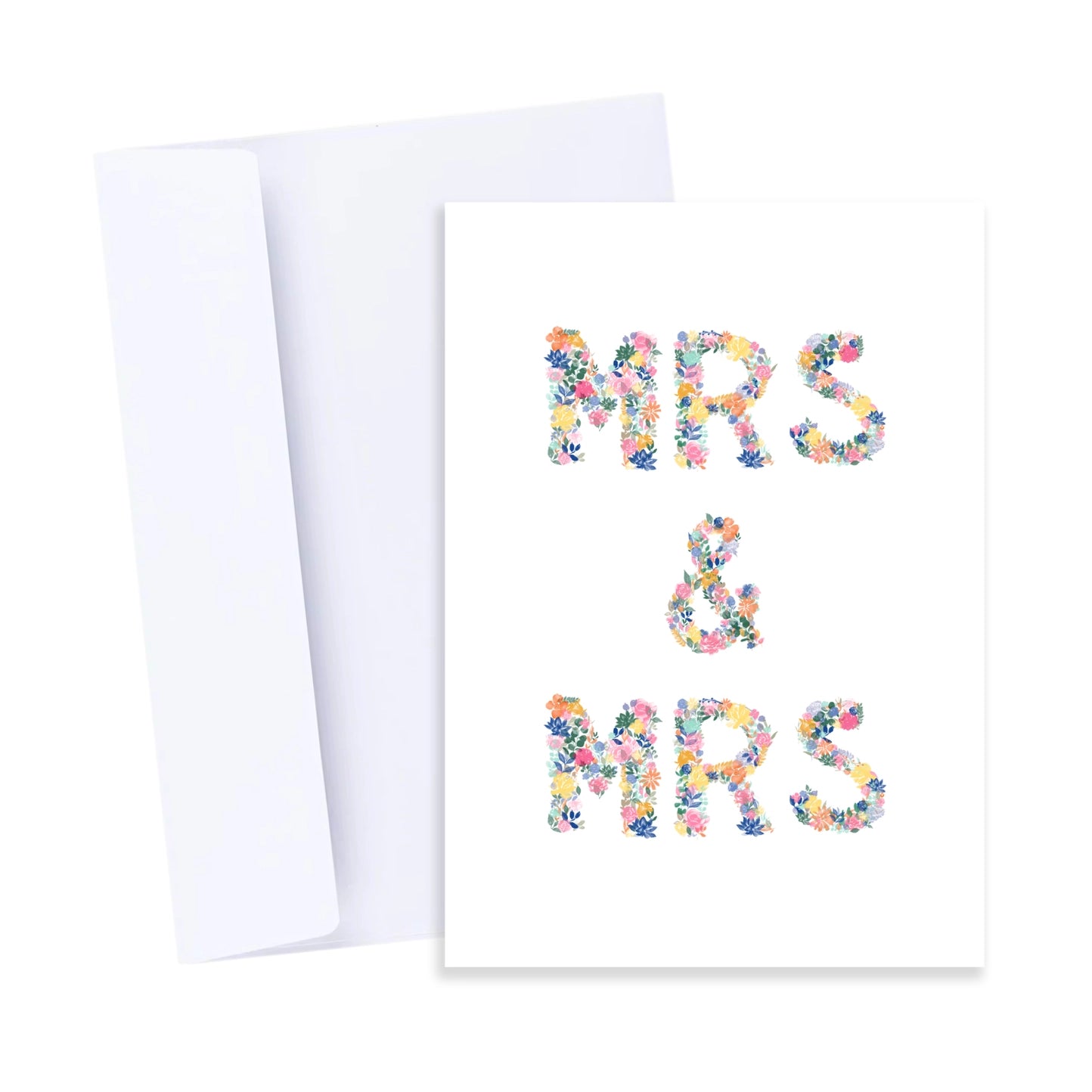 Mrs & Mrs Greeting Card - Elegant Wedding & Anniversary Card for Lesbian Couples - Perfect for LGBTQ+ Celebrations, Bridal Showers & Special Occasions