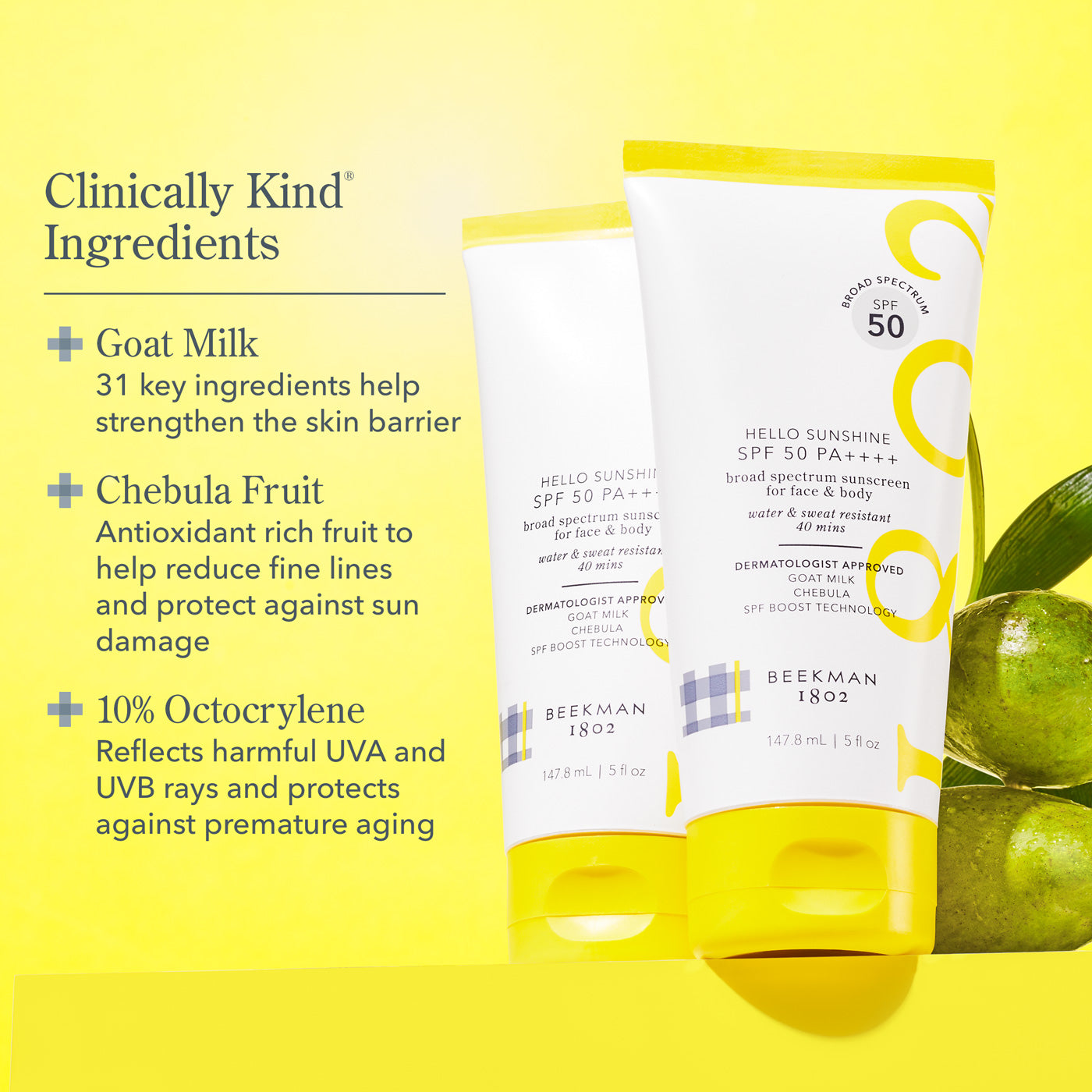 Hello Sunshine SPF 50 Sunscreen for Face & Body - Broad Spectrum UVA/UVB Protection, Water Resistant, Non-Greasy Formula | Perfect for Beach, Pool & Outdoor Activities