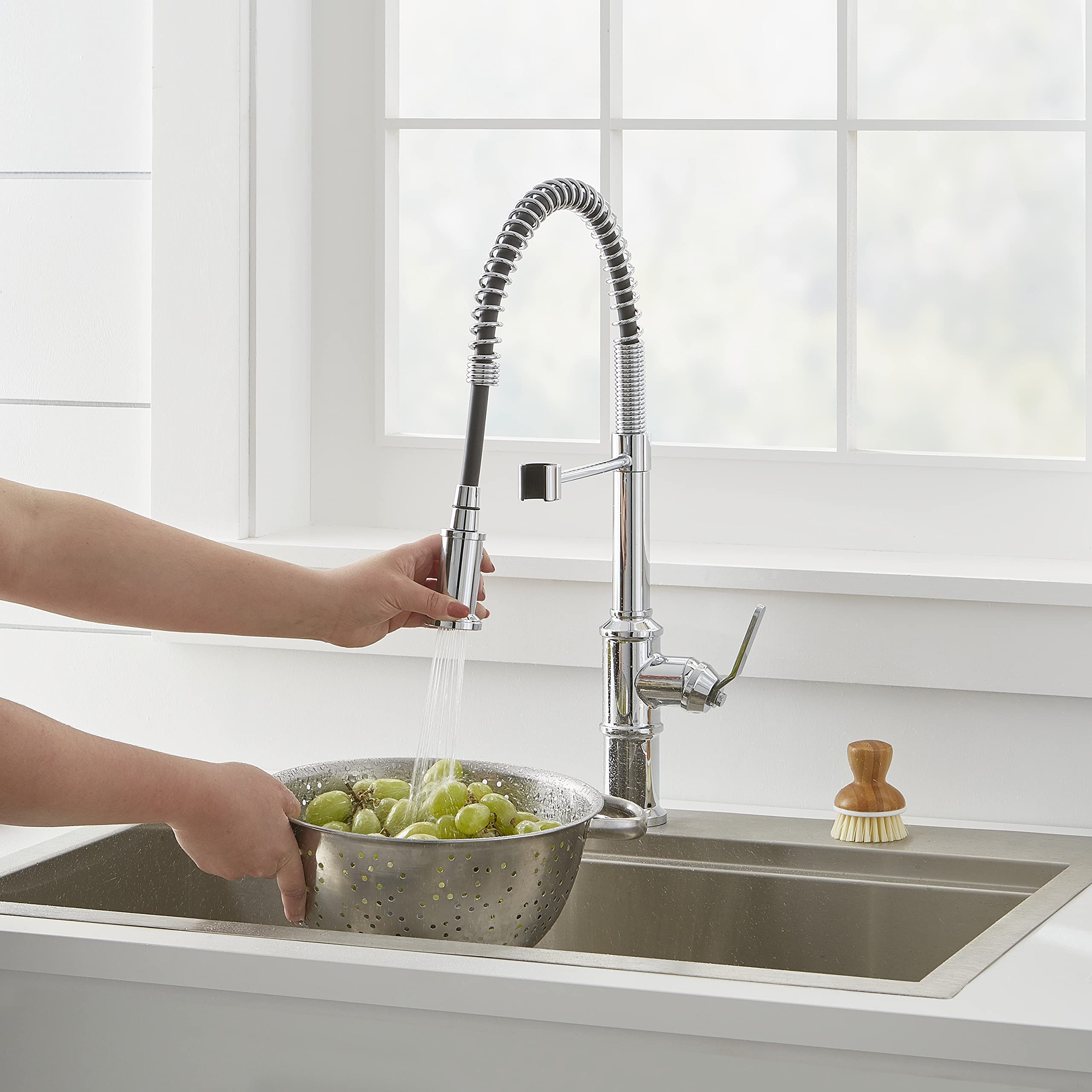Gerber Plumbing Kinzie Pre-Rinse Commercial Kitchen Faucet - Heavy Duty Stainless Steel Sprayer for Restaurant & Food Service Use