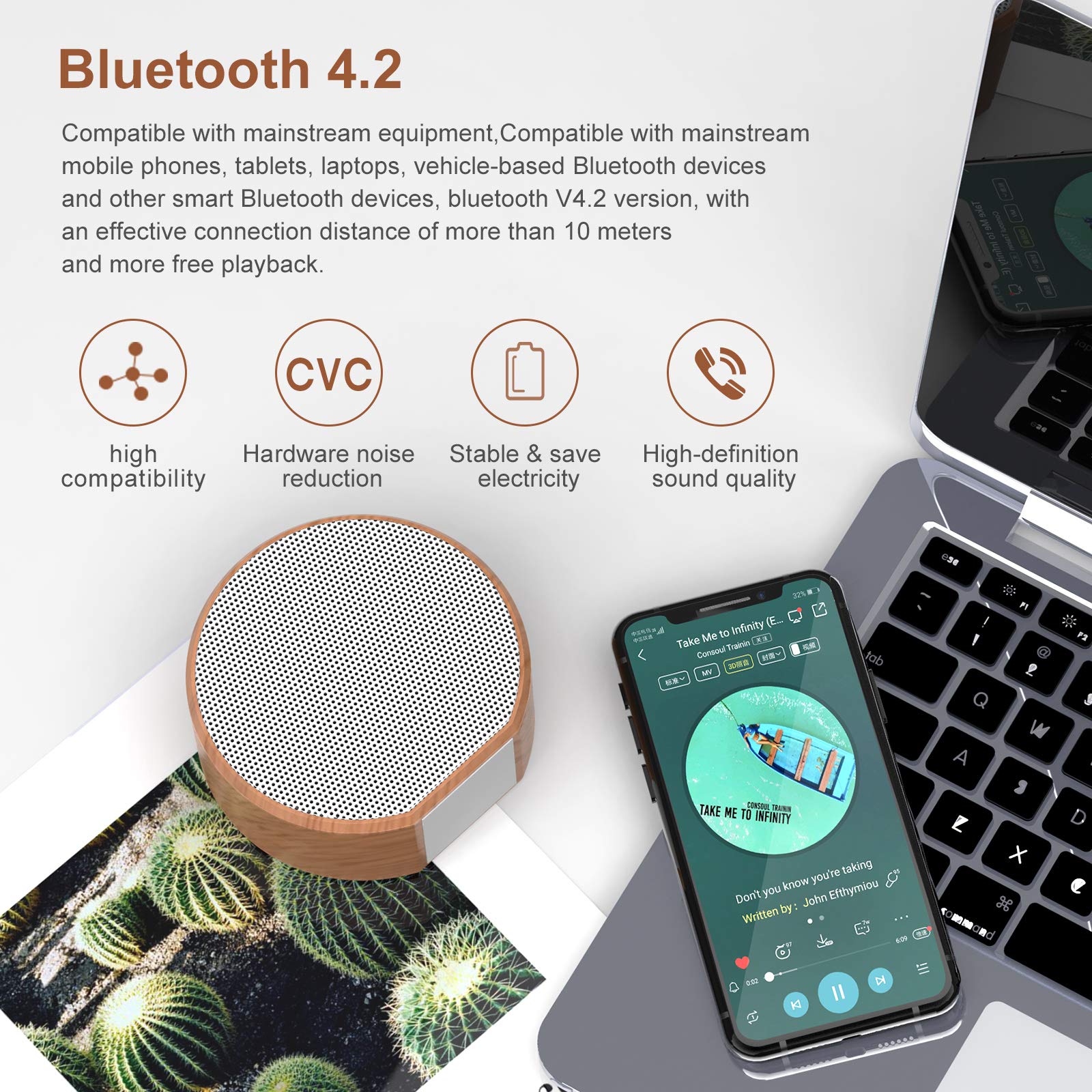 Portable Bluetooth Speaker with IPX4 Waterproof - Wireless Speakers for Home, Office, Bookshelf, Outdoor, Travel & Camping | HD Sound, Compact Size, White | Perfect for Pool Parties, Beach Trips & Backyard Gatherings