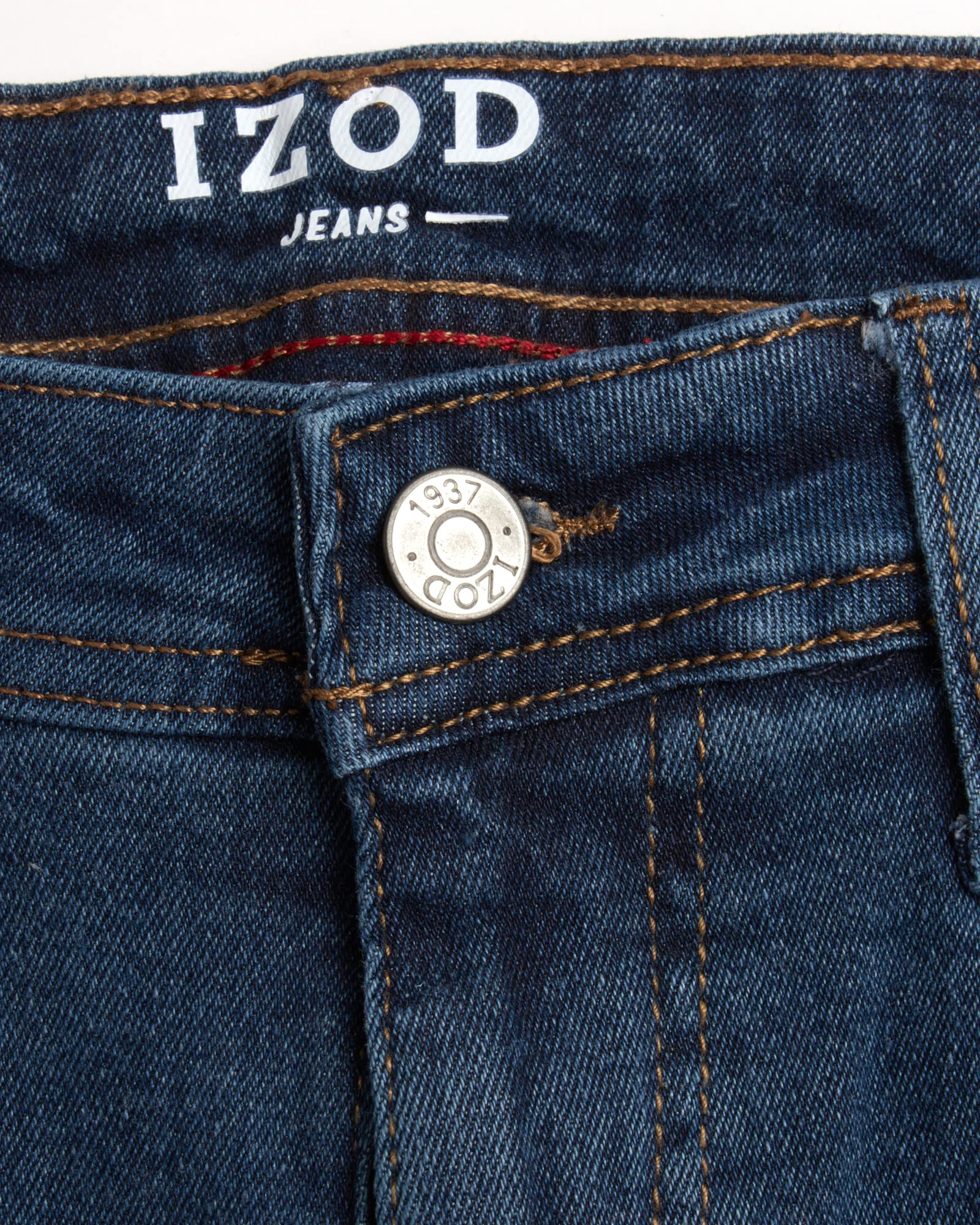 IZOD Men's Relaxed Fit Stretch Denim Jeans - Comfortable Pull On Casual Pants with Expanded Leg for Everyday Wear | Perfect for Work, Weekend & Outdoor Activities