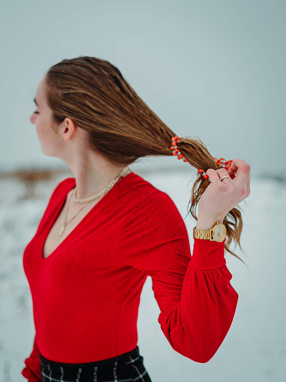 SHUGOS Spiral Hair Ties for Women - 6 Pack Orange Plastic Coil Bands, Soft No-Pull Ponytail Holders for Long & Short Hair - Perfect for Workouts, Yoga, Office & Everyday Use