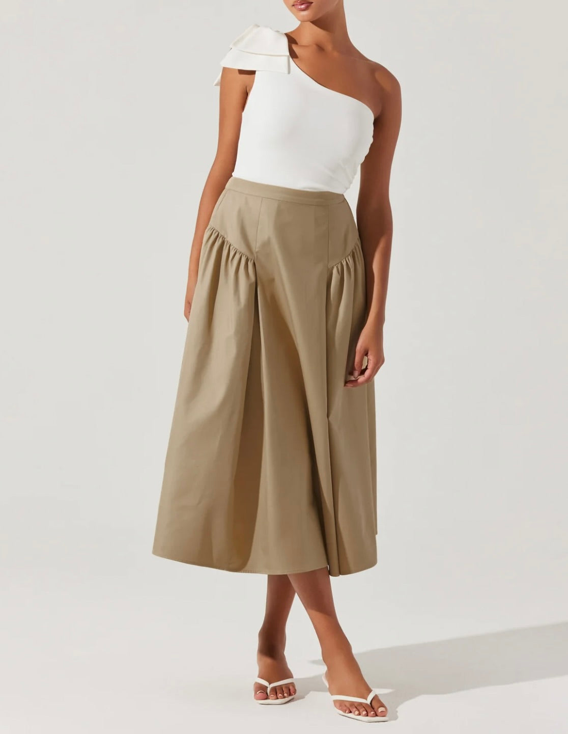 Laila Ruched Detail Midi Skirt for Women - Elegant Bodycon Pencil Skirt with Side Slit, Stretchy High Waist - Perfect for Office, Party & Date Night Outfits