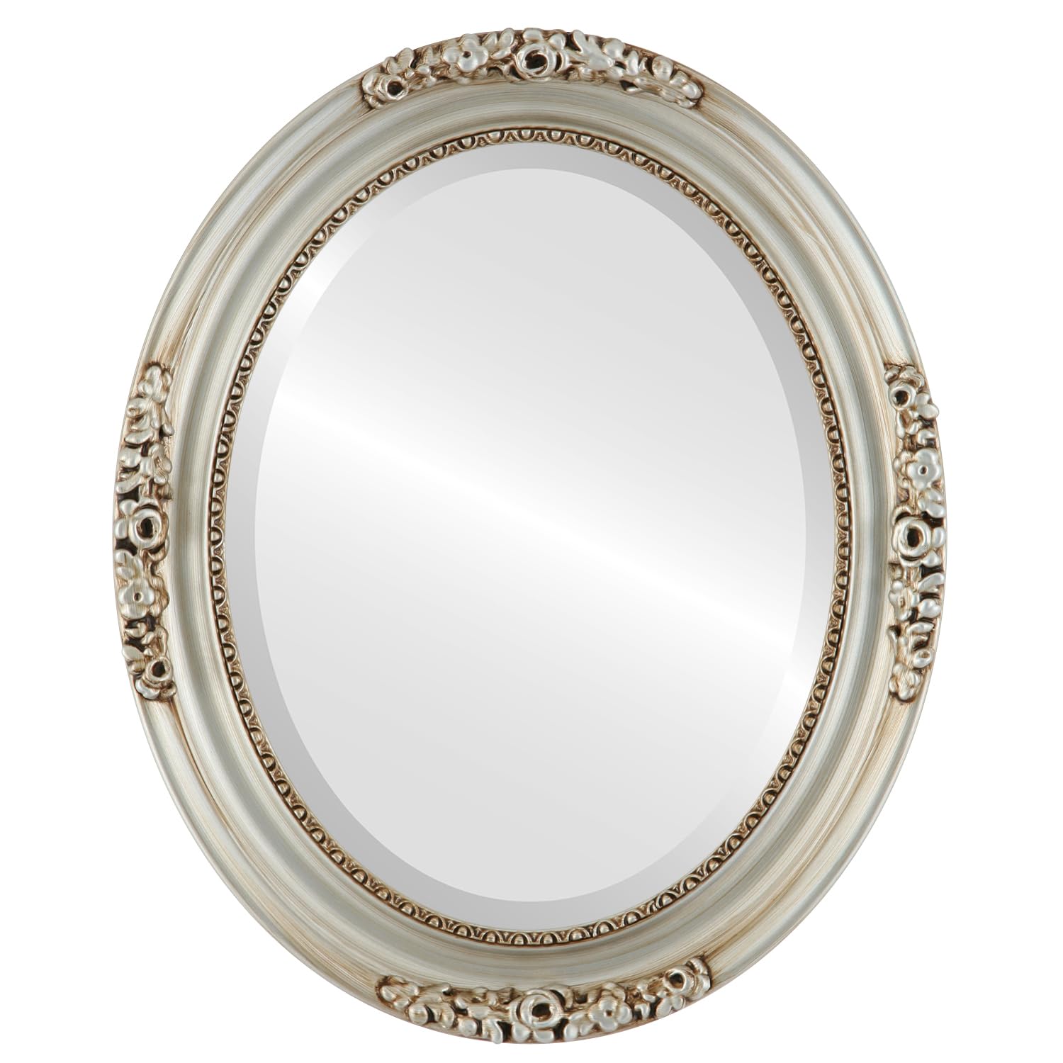 Versailles Style Oval Beveled Wall Mirror - Silver 24x28 Inches - Elegant Home Decor for Living Room, Bedroom & Entryway