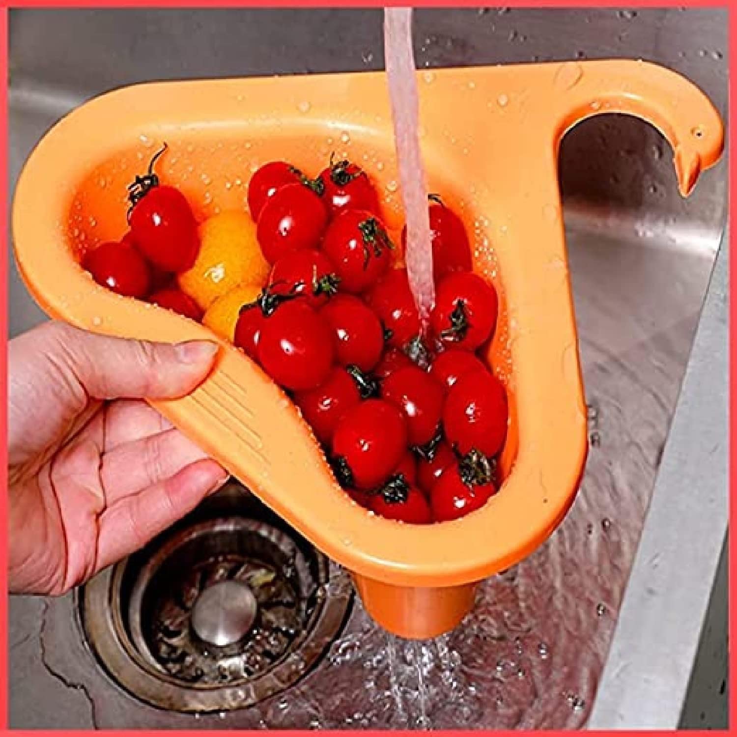 DEE Sons 2-Pack Swan Drain Basket for Kitchen Sink - Triangle Corner Sink Strainer with Multi-Functional Filter (Multicolor) | Perfect for Small Kitchen Sinks, Bathroom Vanities & RV Use