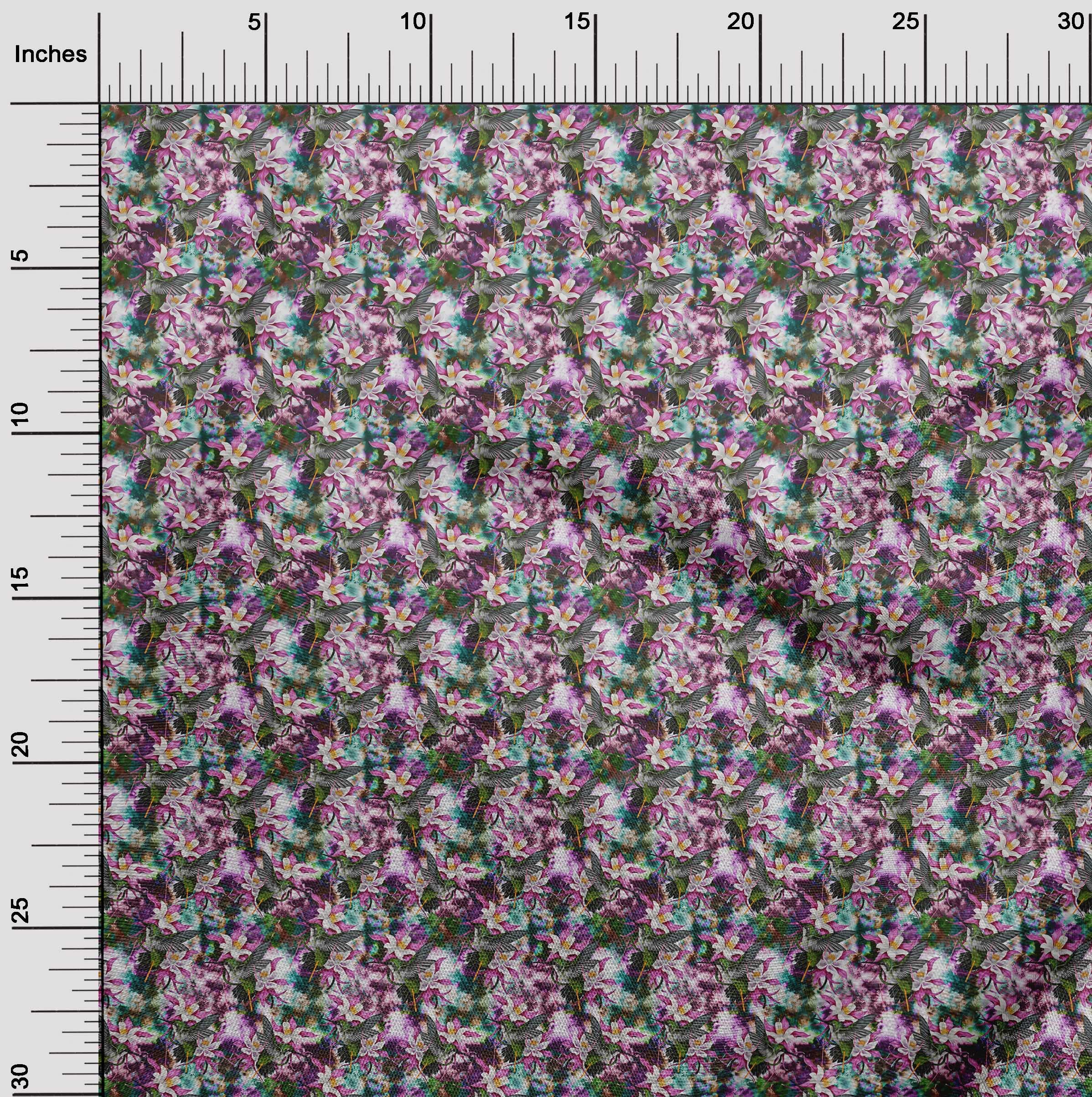 oneOone Cotton Poplin Fuchsia Pink Abstract Bird Print Fabric by The Yard - 42 Inch Wide Material for Dresses, Skirts & DIY Fashion Projects | Perfect for Summer Outfits & Boho Style Clothing
