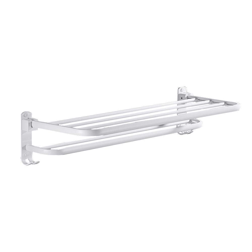 GANE Wall Mounted Towel Shelf Rail - 40Cm Rustproof & Waterproof Bath Rack for Kitchen, Bathroom, Toilet - Space Saving Towel Holder for Home & Hotel Use
