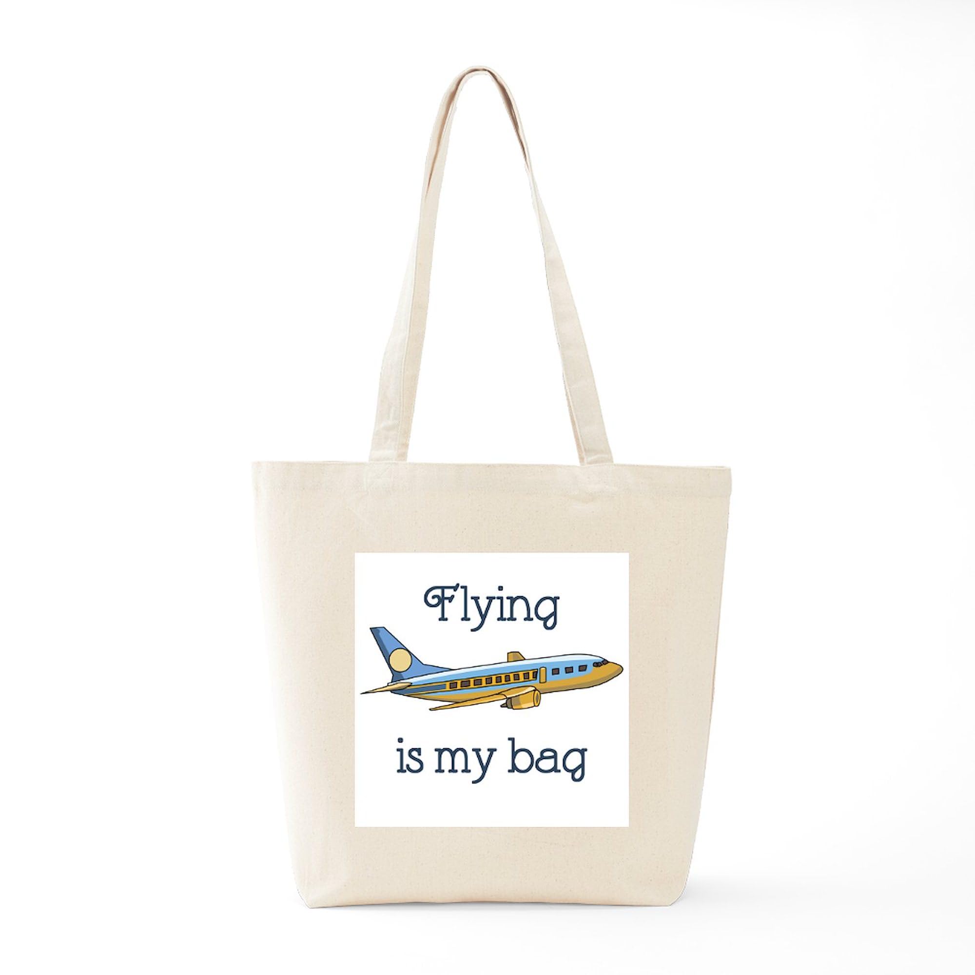 Flight Attendant Tote Bag - Natural Canvas Reusable Shopping Bag for Travel & Work | Durable Eco-Friendly Grocery Bag for Flight Crew, Commuters & Daily Use