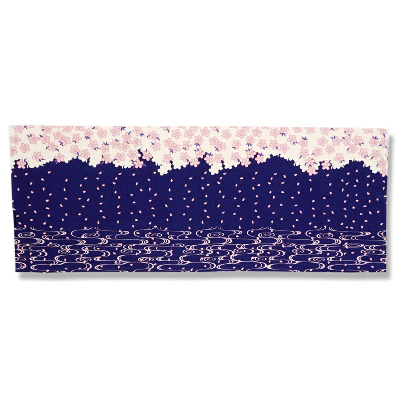 Kyo Yuzen Dyeing Tenugui Towel - Traditional Japanese Hand Towel with Cherry Blossom & River Design | Handmade in Kyoto, Japan | Perfect for Home Decor, Gift & Cultural Experience