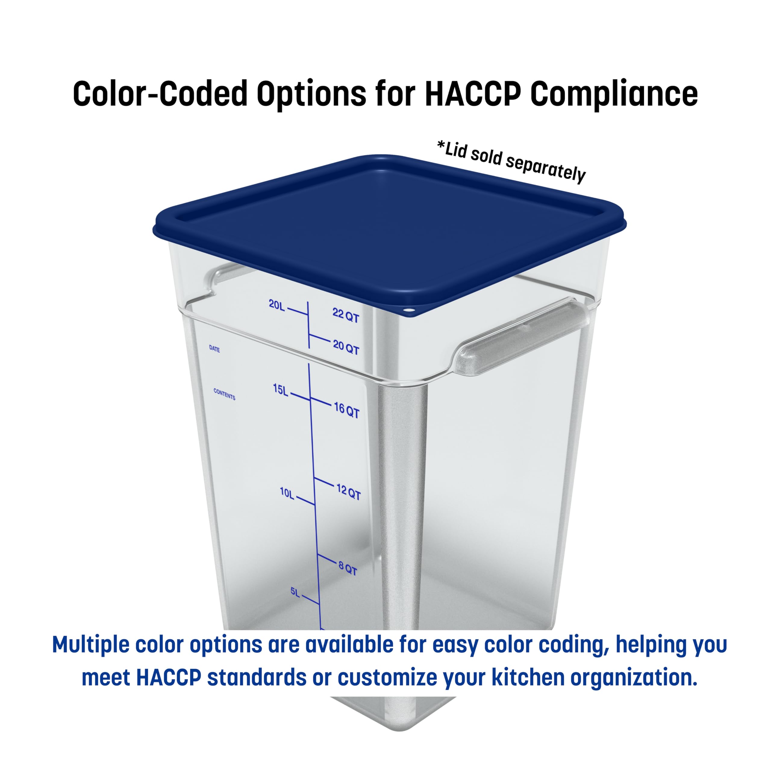 Stackable 22-Quart Clear Polycarbonate Square Food Storage Container by Carlisle - Perfect for Catering, Buffets, Restaurants & Commercial Kitchens - Durable & Space-Saving Food Prep Solution