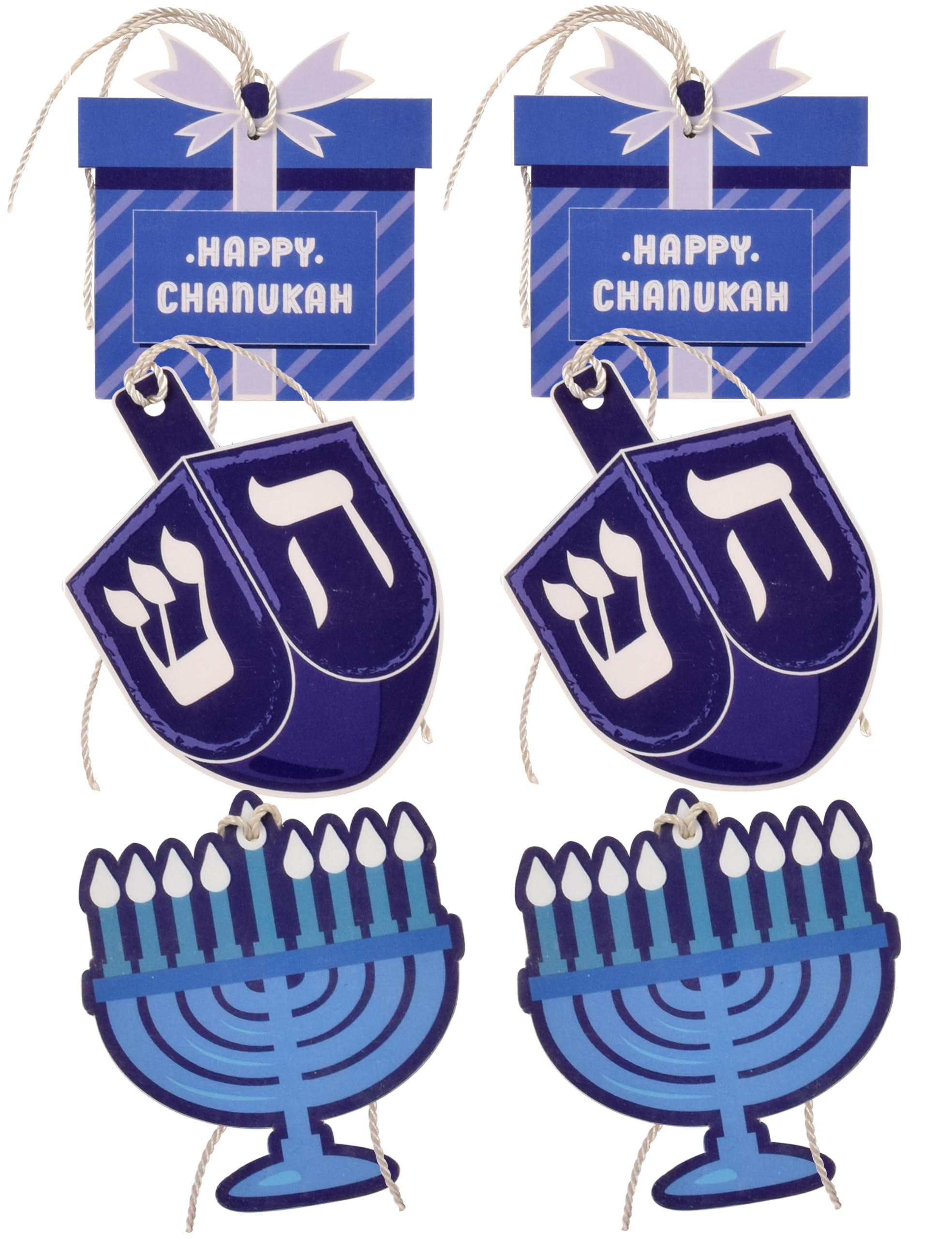 6 Pack Blue Hanukkah Gift Tags with Menorah and Dreidel Designs - Perfect for Hanukkah Party Favors, Gift Wrapping and Holiday Decorations