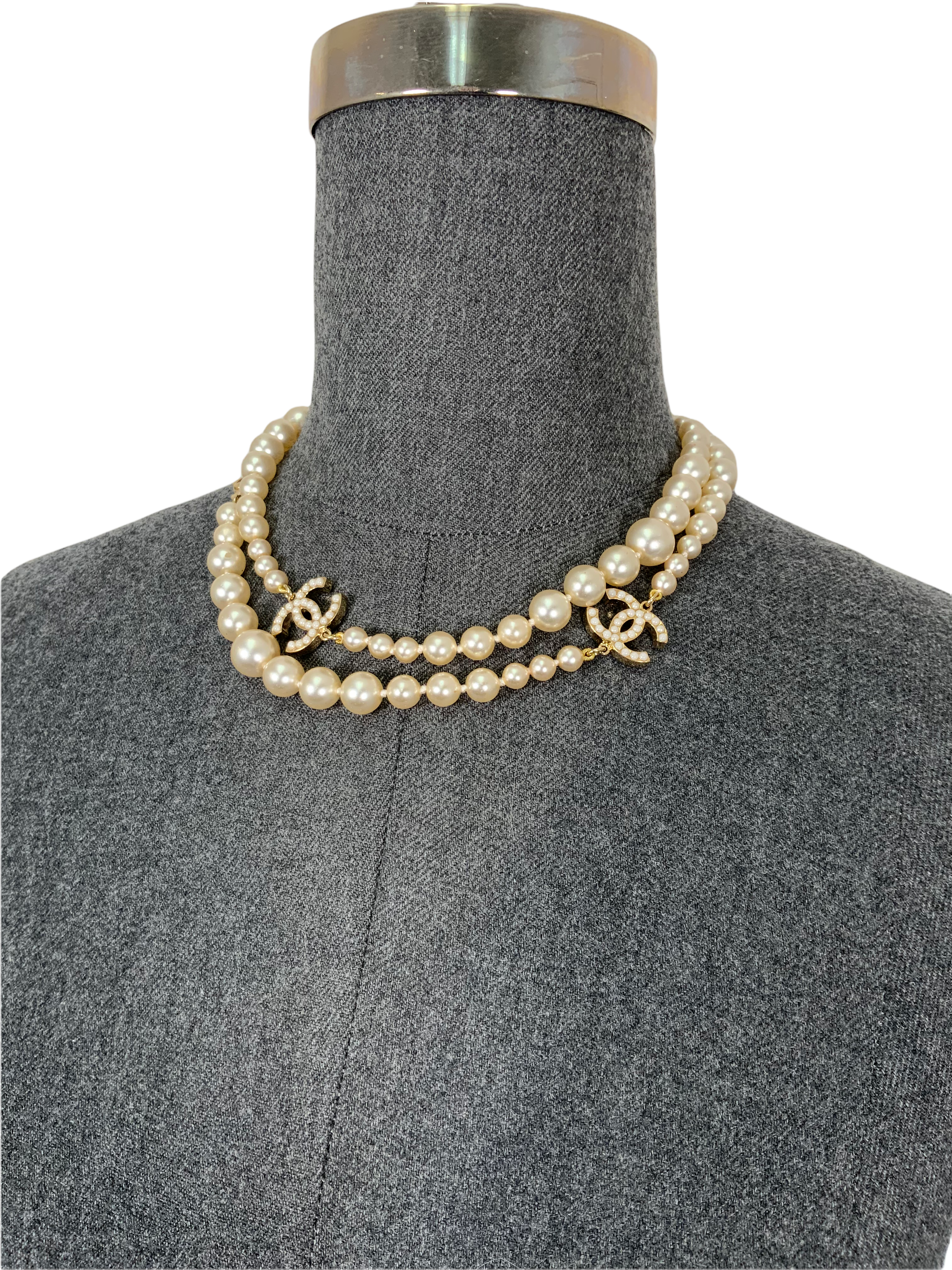 Chanel CC Logo Timeless Classic Faux Pearl Necklace - Elegant Women's Fashion Jewelry for Parties, Weddings & Special Occasions