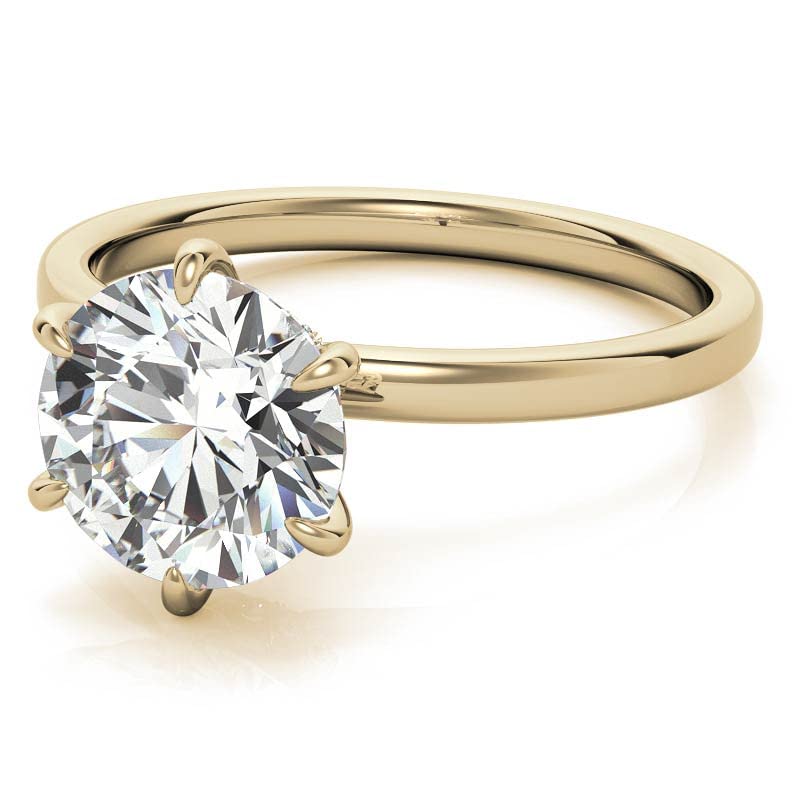 10K/14K/18K Solid Yellow Gold Moissanite Engagement Ring - 3 CT Round Cut Handmade Diamond Solitaire Ring for Women - Hidden Halo Wedding Band Set - Perfect for Proposals, Anniversaries & Special Occasions (MDENR748)