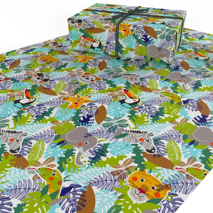 Jungle Animals Wrapping Paper - Colorful Gift Wrap for Birthday, Baby Shower & Christmas - Perfect for Kids' Parties & Wildlife Theme Gifts