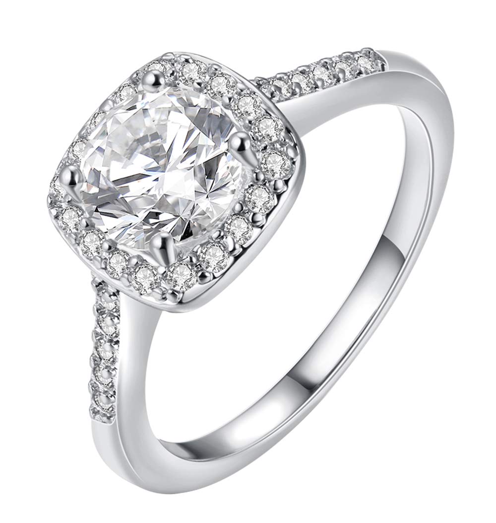 925 Sterling Silver CZ Crystal Square Ring for Women - Elegant Wedding, Engagement & Anniversary Jewelry Gift - Perfect for Bridal, Party & Special Occasions
