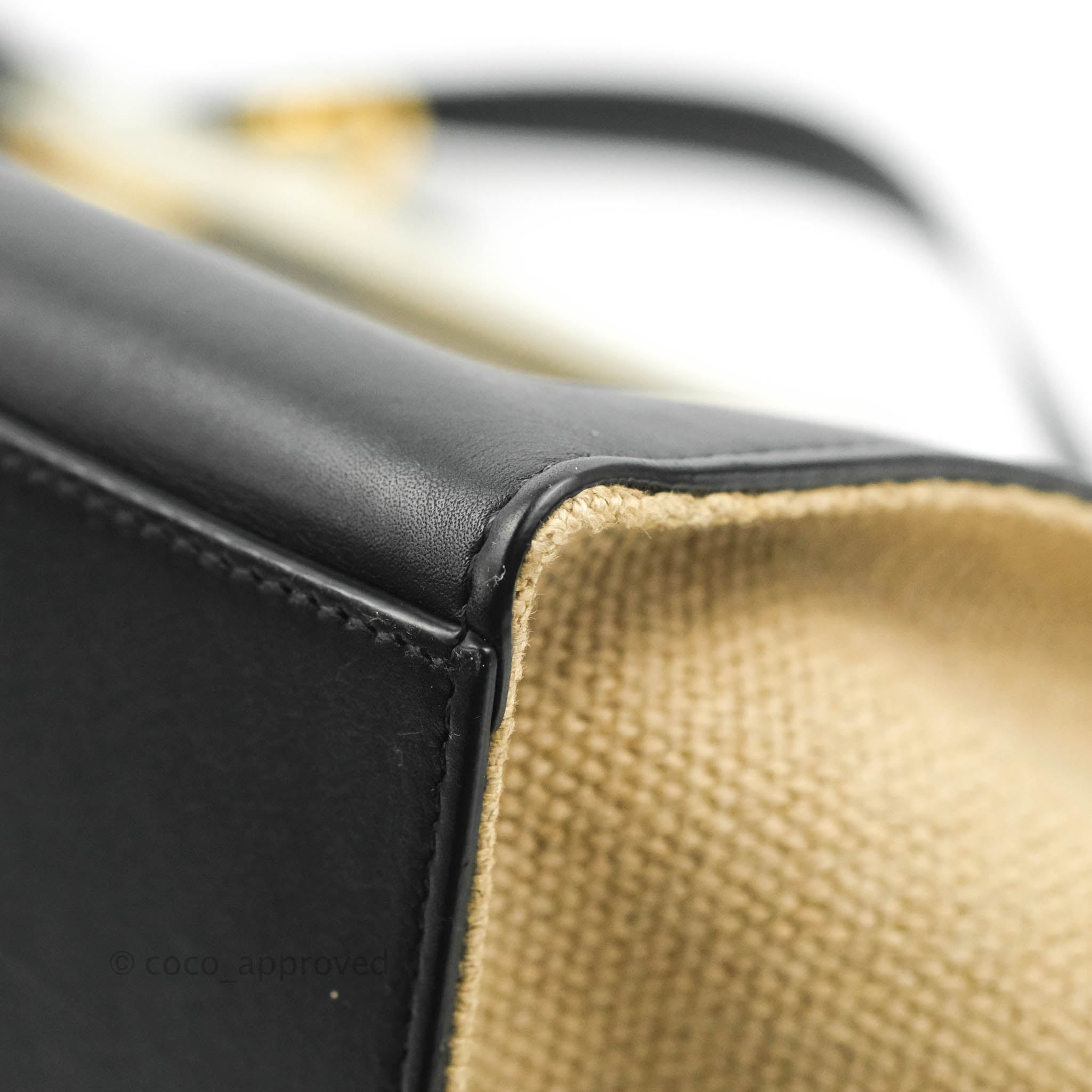 Celine Small Sleek Calfskin Tri-Color Trapeze Bag in Ivory, Black & Raffia - Perfect for Work, Travel & Everyday Elegance