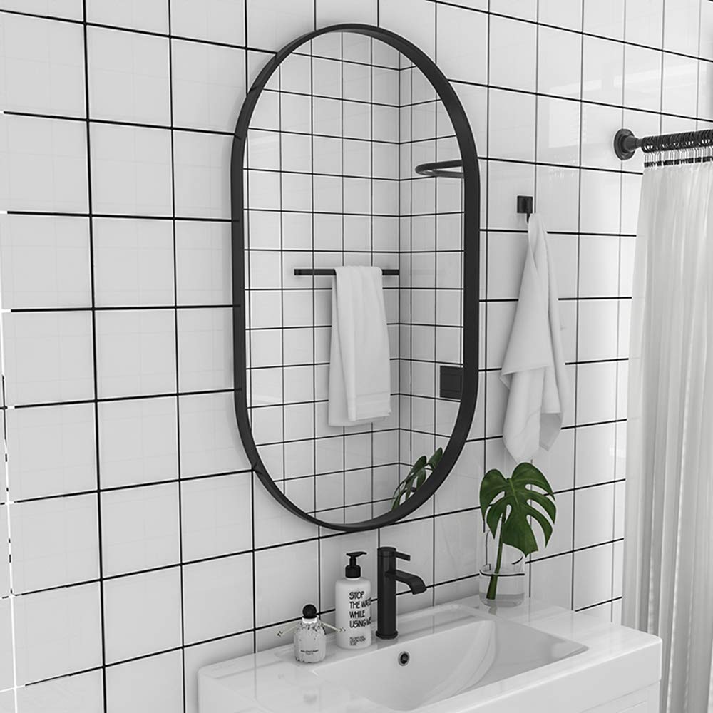 Stylish Oval Wall Mirror with Wrought Iron Frame - Bathroom Vanity Mirror, Entryway Decor & Living Room Wall Art | Perfect for Home Decor, Makeup Application & Interior Design