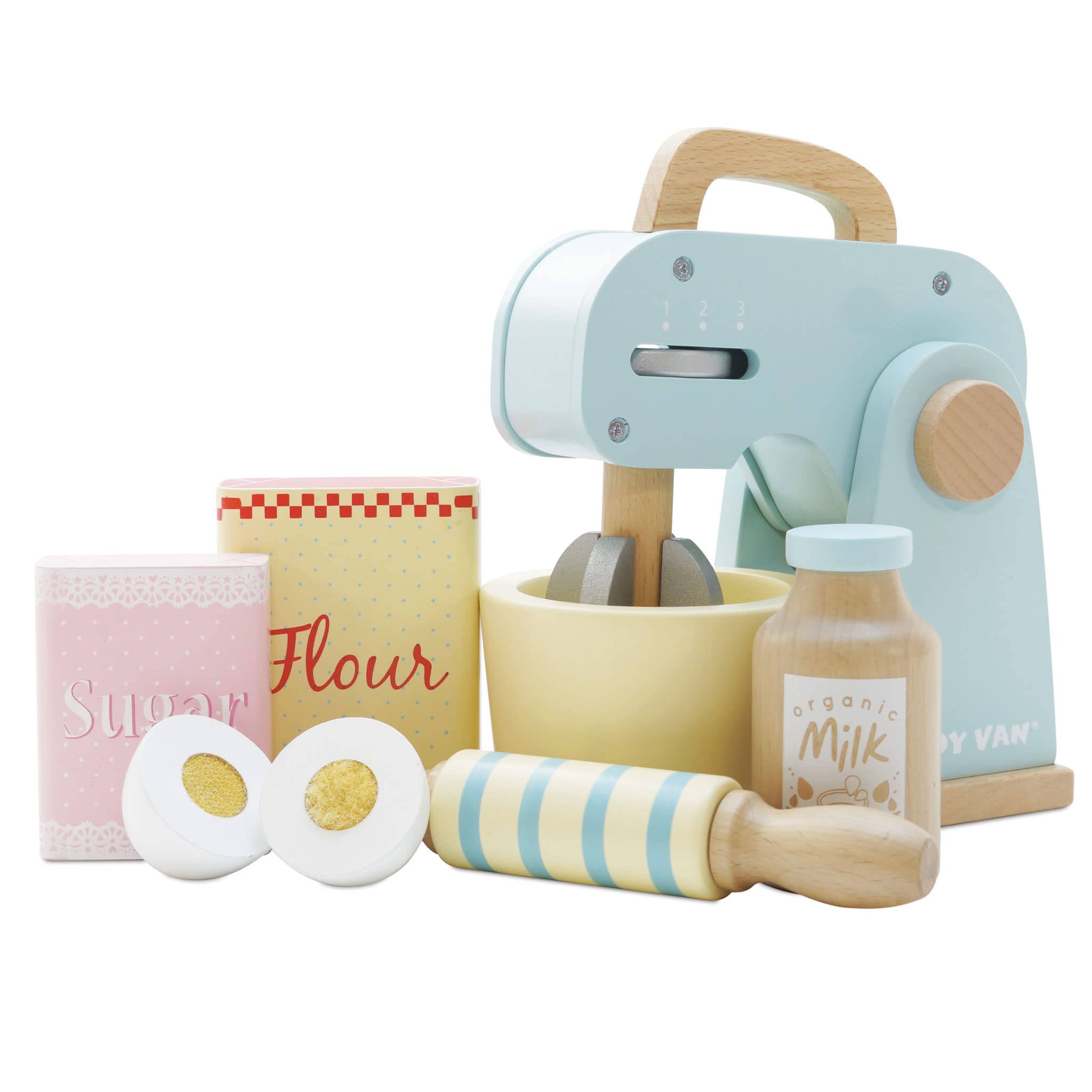 Le Toy Van Honeybake Wooden Mixer Pretend Play Toy Set - Kids Kitchen Role Play Accessories for Baking & Cooking Fun | Pretend Play Kitchen Toys for Toddlers & Preschoolers | Perfect for Birthday Gifts & Imaginative Play