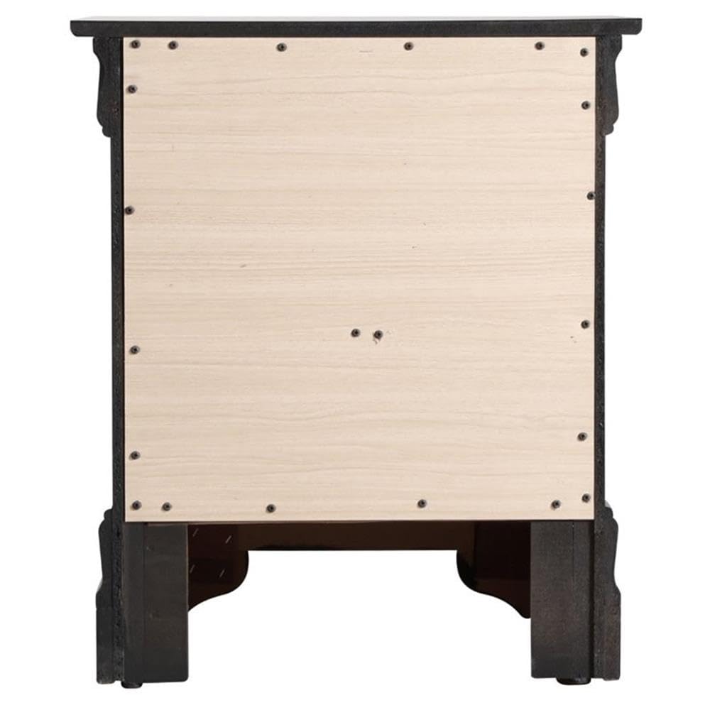 Black Louis Phillipe 2-Drawer Nightstand by Glory Furniture - Elegant Bedside Table for Bedroom, Guest Room, or Nursery Storage