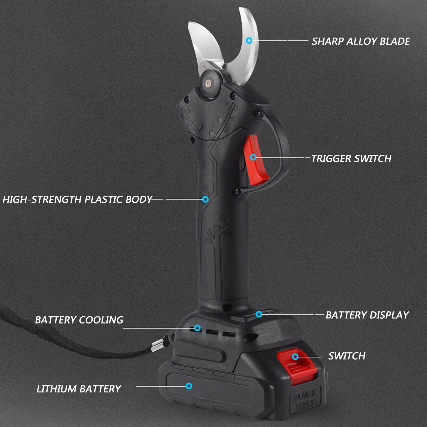 Electric Pruning Shears - Lithium Battery Powered Garden Shears for Thick Branches & Fruit Trees | Perfect for Gardening, Landscaping & Orchard Maintenance