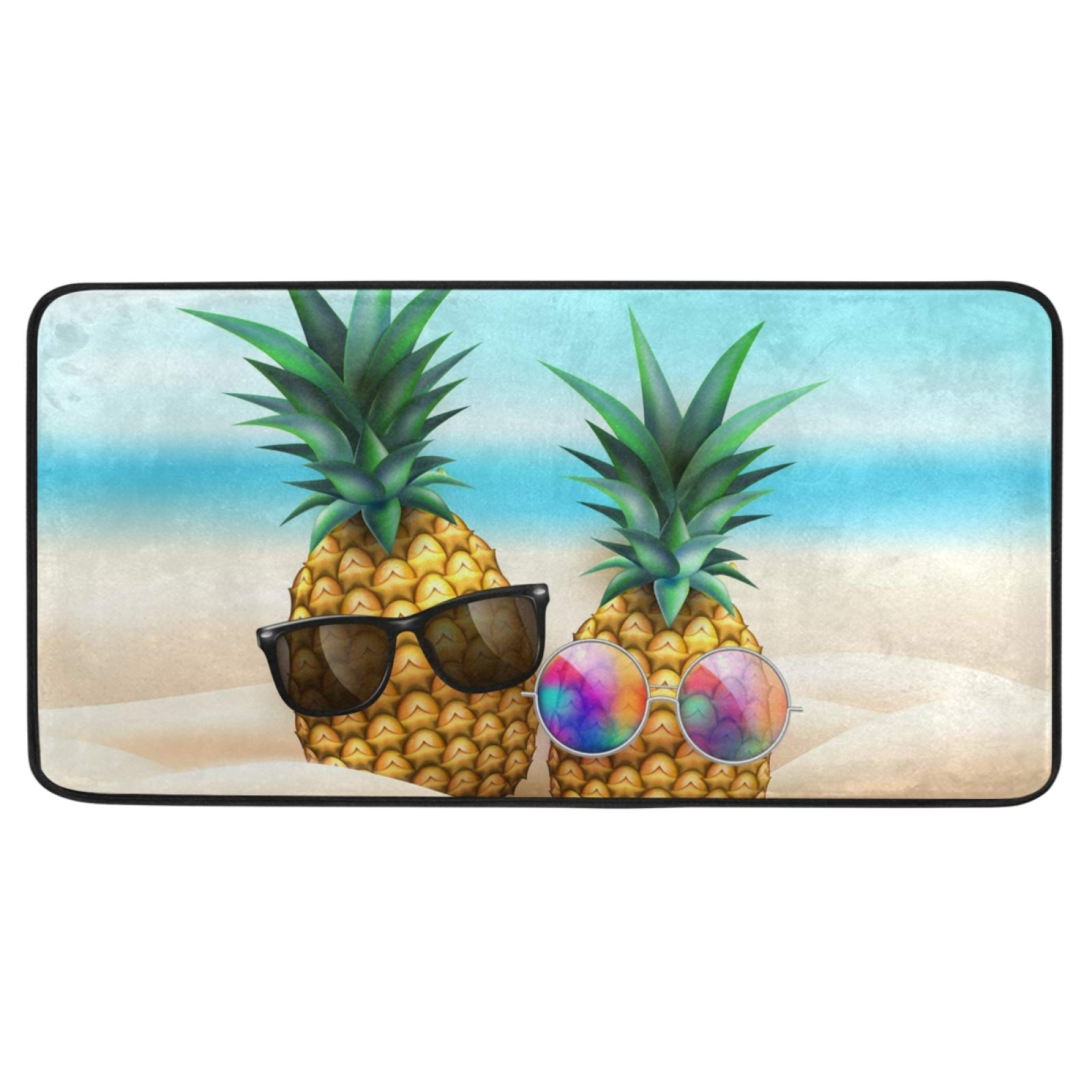 Non-Slip Pineapple Kitchen Rug Mat 39x20 Inch - Funny Soft Bathroom Doormat & Runner for Home Decor - Perfect for Kitchen, Bathroom, Laundry Room & Entryway