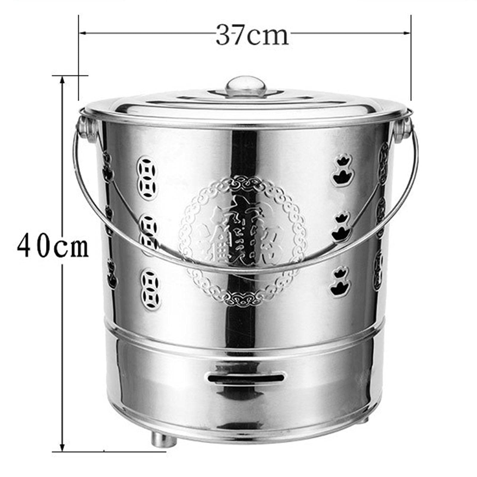 Portable Stainless Steel Burning Barrel - Metal Incinerator with Grid Bracket & Fire Hook for Garbage, Paper, Leaves | Outdoor Camping, Yard Waste, Bonfire, and Emergency Burning