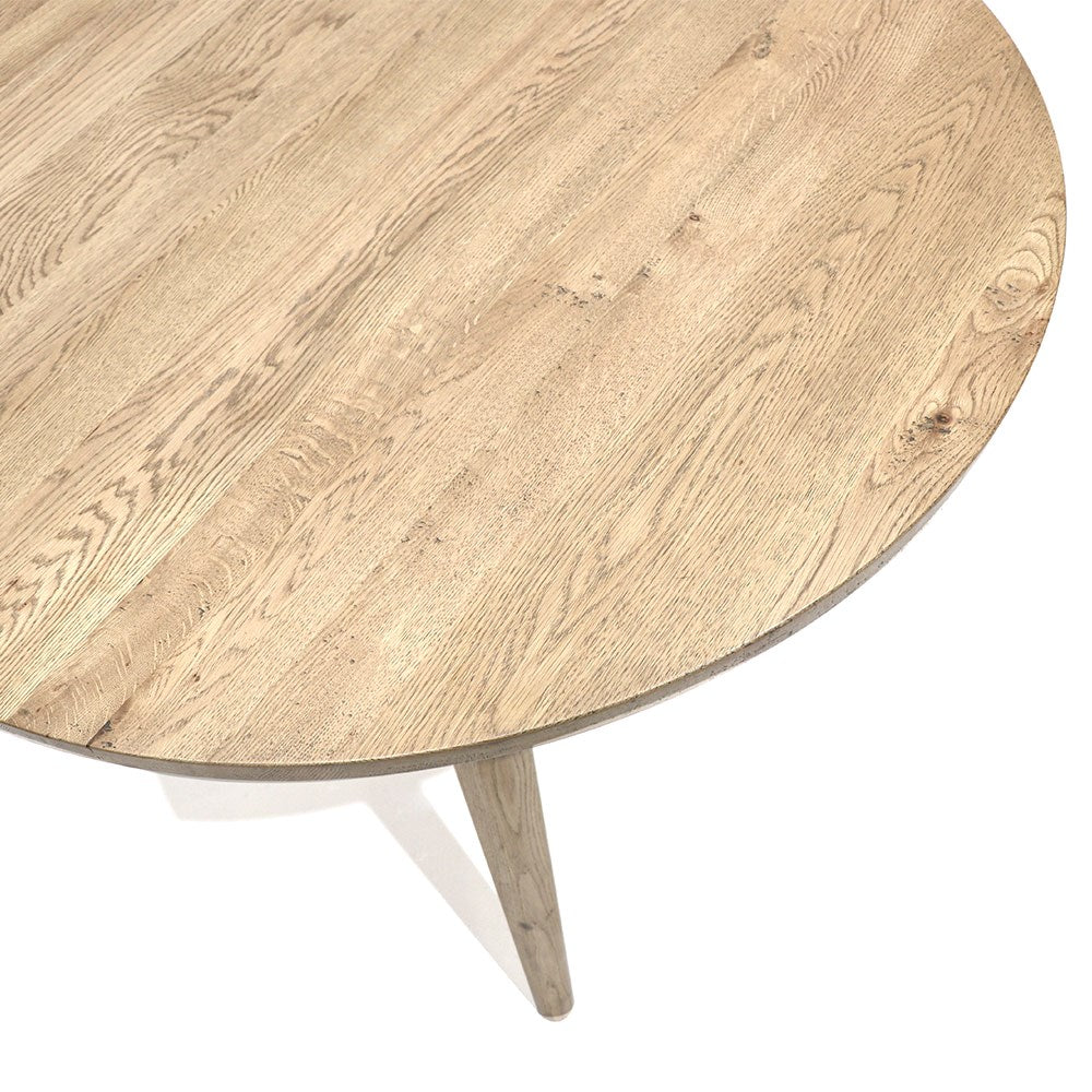 Vicchy 47 Inch Round Dining Table - Solid Oak Wood - Perfect for Kitchen, Dining Room, and Small Space Gatherings