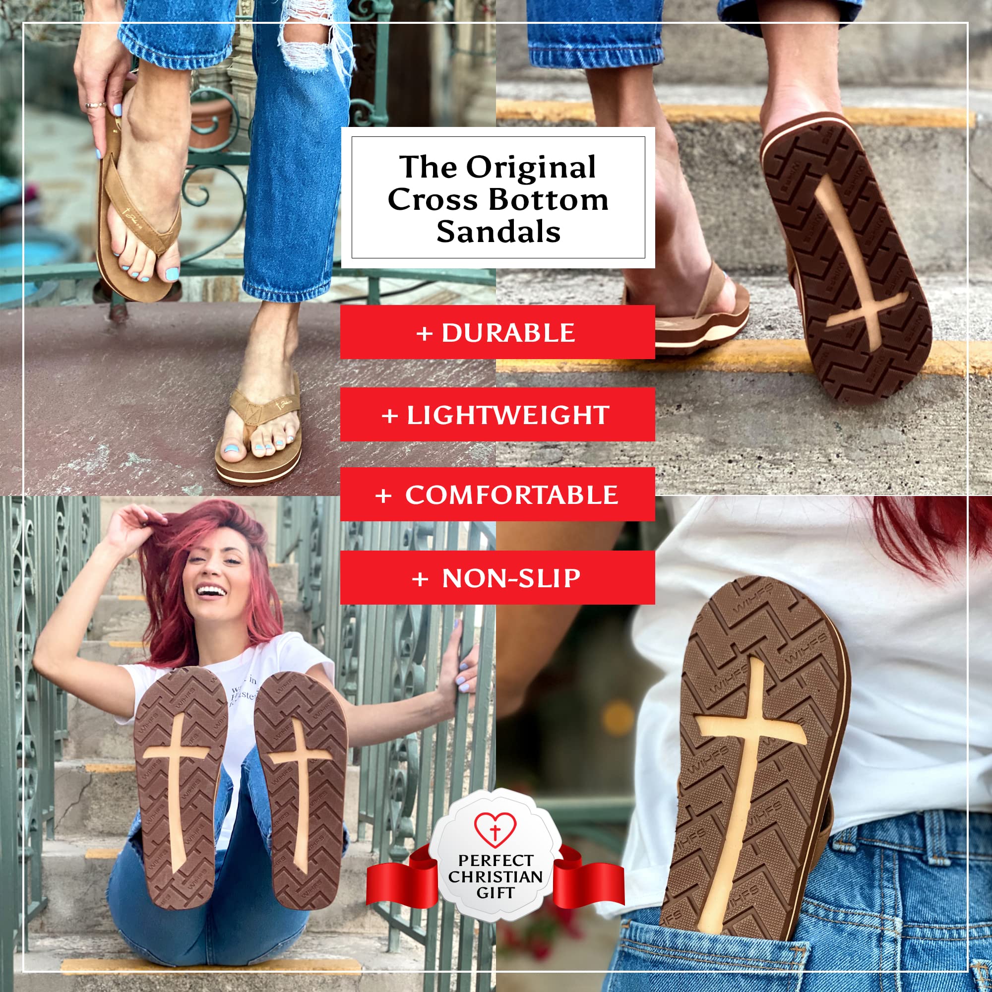 Christian Women's Sandals & Flip Flops with John 3:16 Bible Verse - Comfortable Cross Bottom Footwear for Church, Beach & Summer Outings - Unique Christian Apparel & Gifts