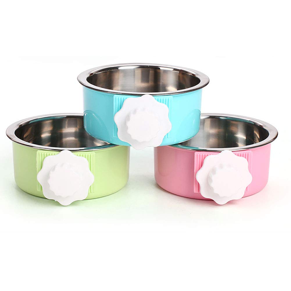 Luck Dawn Stainless Steel Removable Hanging Pet Bowl - Crate Food & Water Dish with Bolt Holder for Dogs, Cats, Rabbits, Birds & Small Animals | Perfect for Cages, Kennels & Travel Use