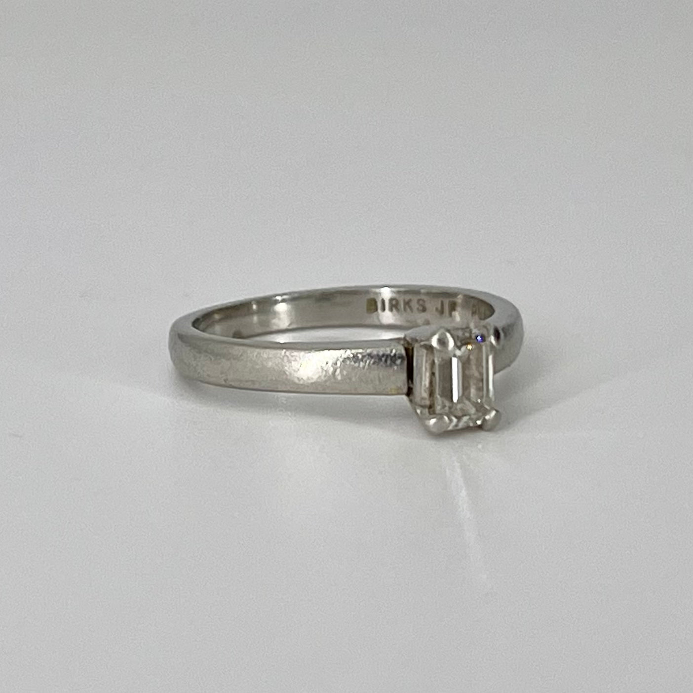 0.42 Carat Emerald Cut Solitaire Engagement Ring in Size 5 | Classic Birks Style for Wedding Proposals & Anniversary Gifts