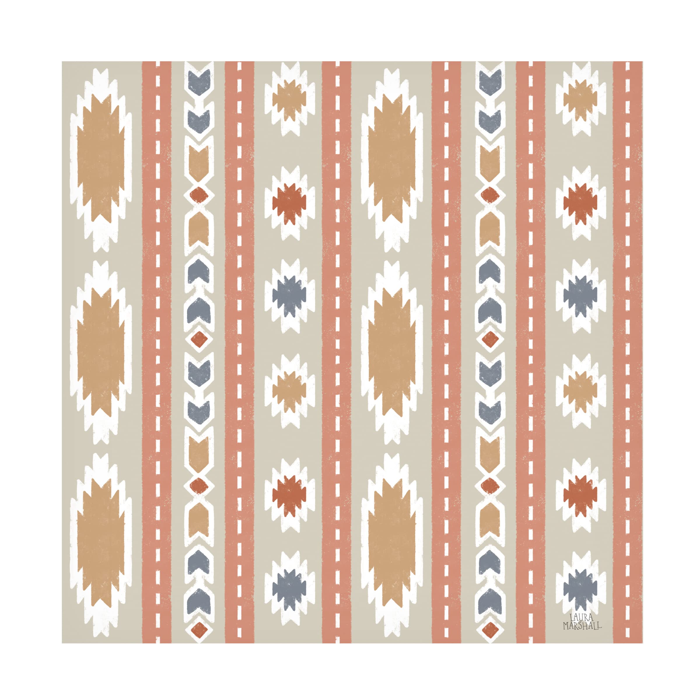 Laura Marshall 'Gone Glamping Pattern IIA' Canvas Wall Art - Nature Inspired Camping Decor for Living Room, Bedroom & Cabin