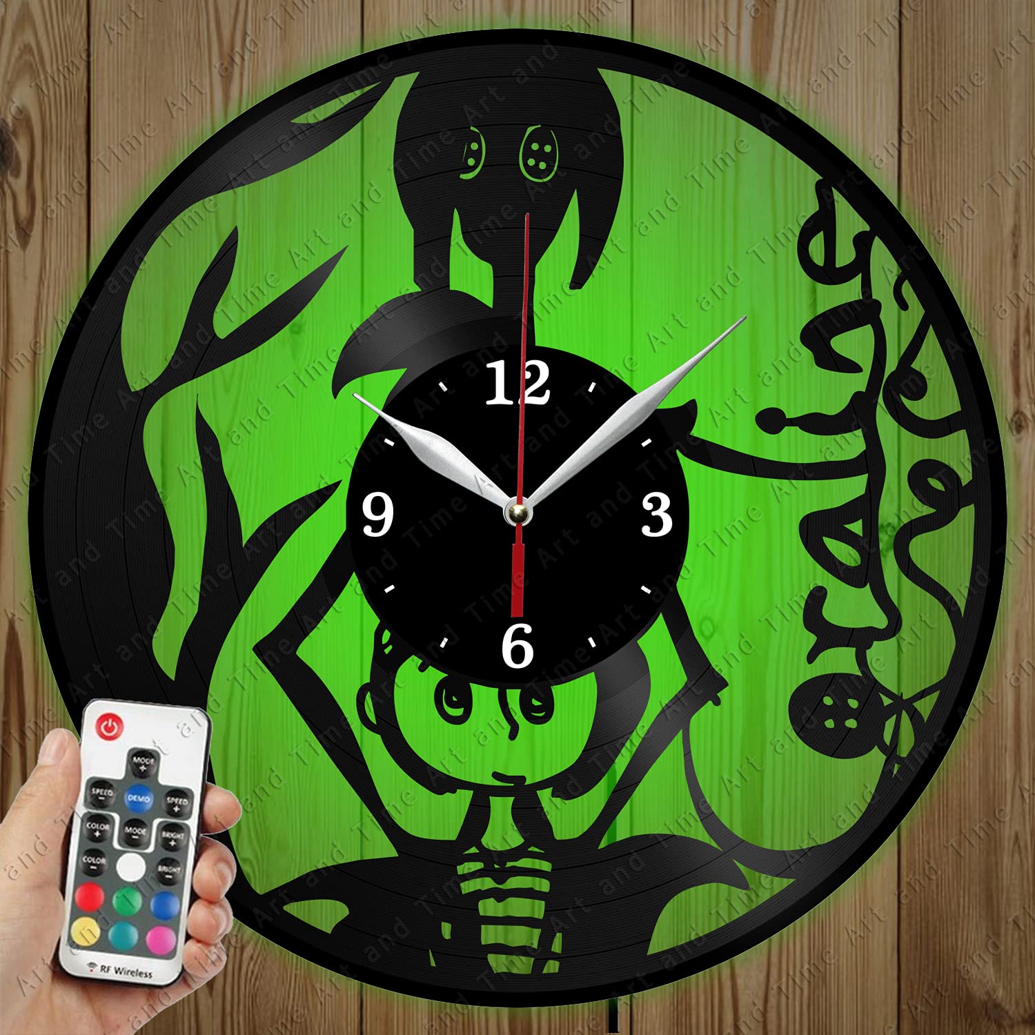 Custom LED Vinyl Record Wall Clock with Light - Personalized Coraline Art Design for Home Decor | Unique Gift Idea for Music Lovers & Movie Fans | Perfect for Bedroom, Living Room & Office Spaces