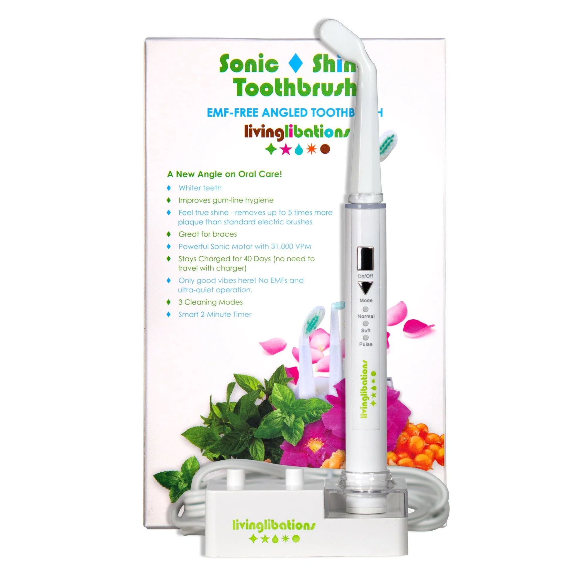 Sonic Shine Electric Toothbrush - Rechargeable, Waterproof, with 5 Brush Heads - Perfect for Travel, Home & Daily Oral Care